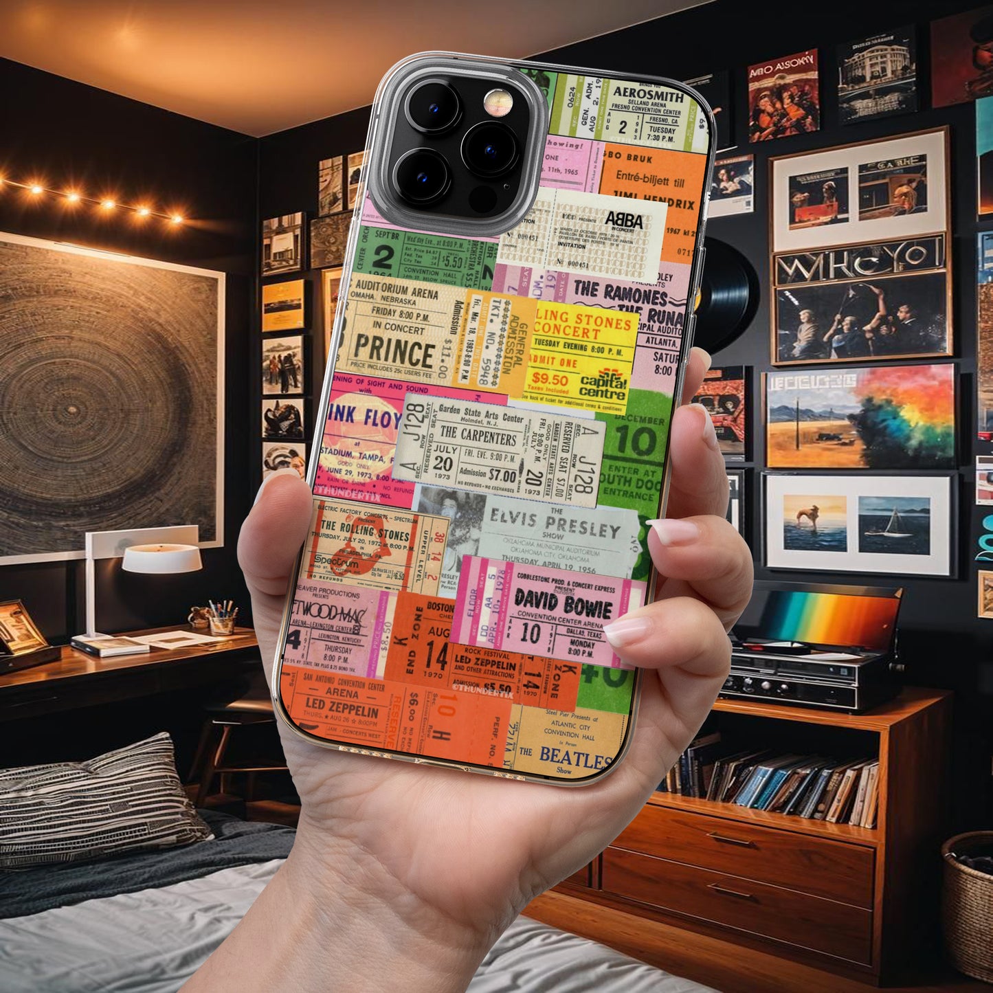Retro Concert Ticket Collage Phone Case – Vintage Music Vibes 4