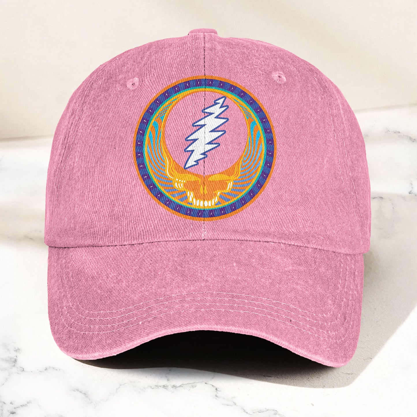 Grateful Dead Denim Dad Cap – Steal Your Face Skull Design (With BOX)