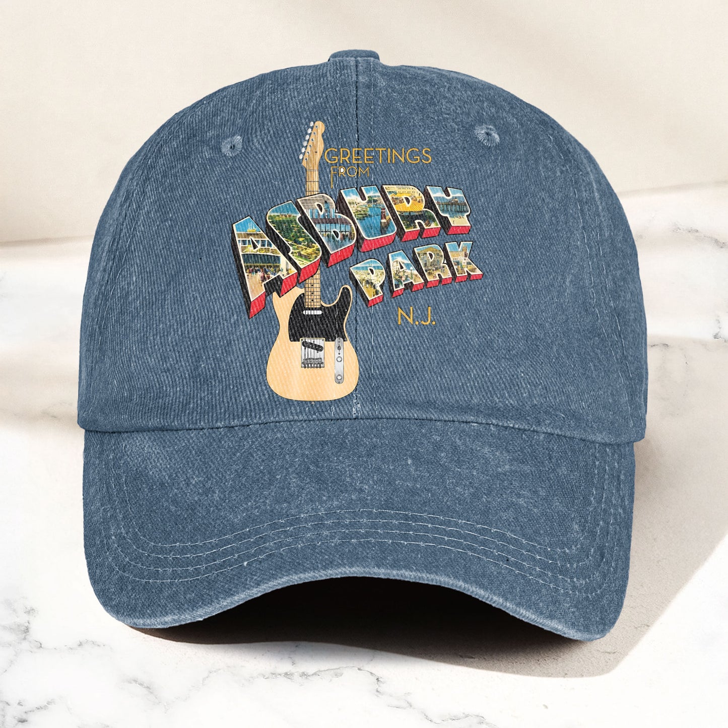 Bruce Springsteen Greetings From Asbury Park Vintage Rock Band Denim Cap- Retro Vintage Dad Cap Gift For Dad (With Box)