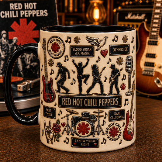 Red Hot Chili Peppers Mug – RHCP Ceramic Coffee Mug, Blood Sugar Sex Magik Rock Band Gift for Music Fans