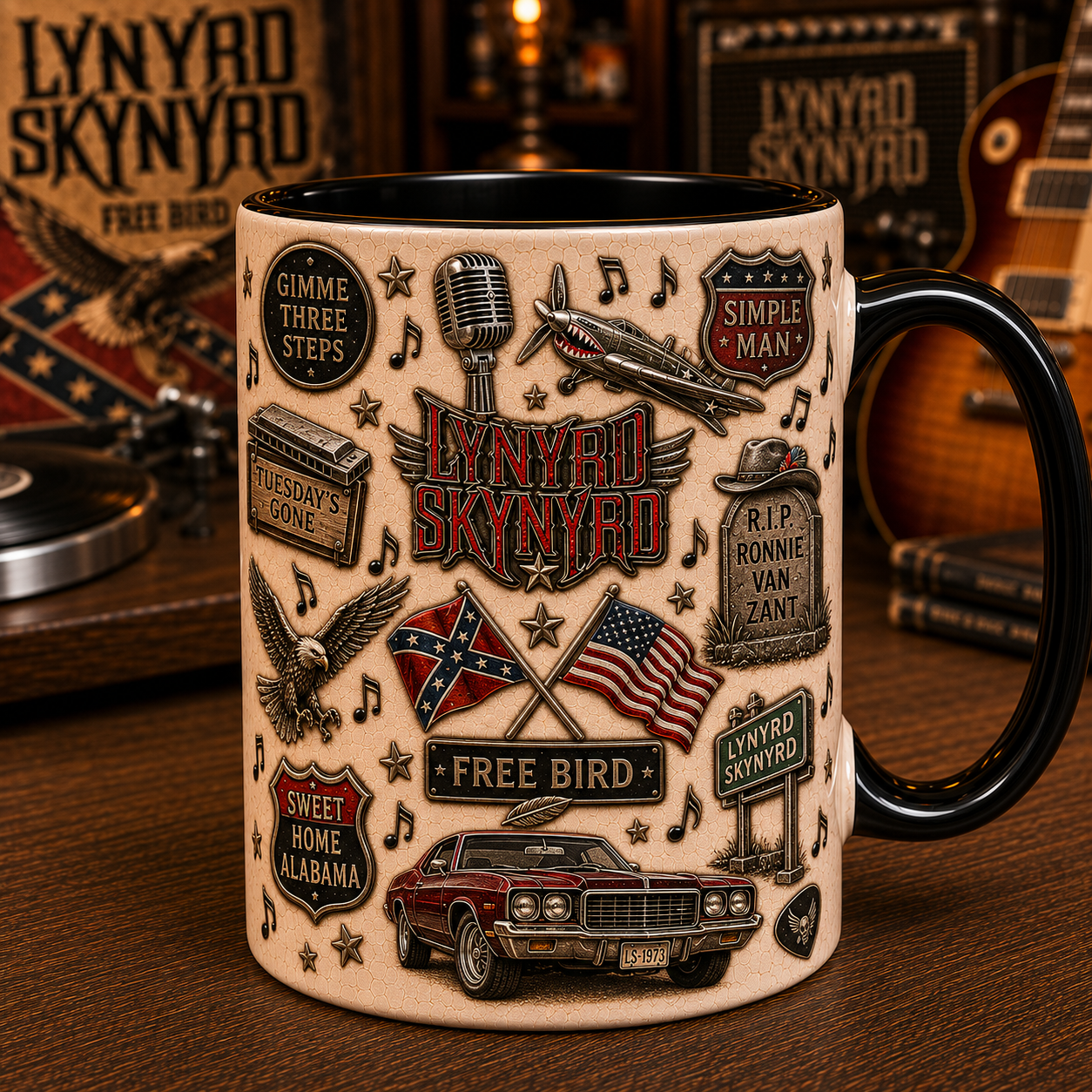 Lynyrd Skynyrd Mug – Free Bird & Sweet Home Alabama Coffee Cup, Southern Rock Gift for Fans