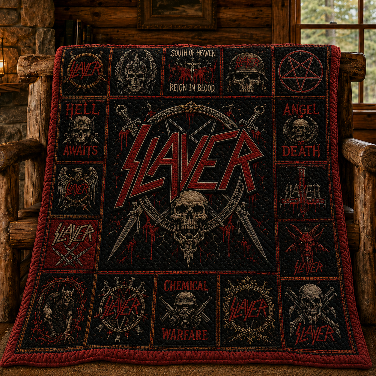 Slayer Thrash Metal Quilt Blanket – Reign In Blood Journey In Every Stitch