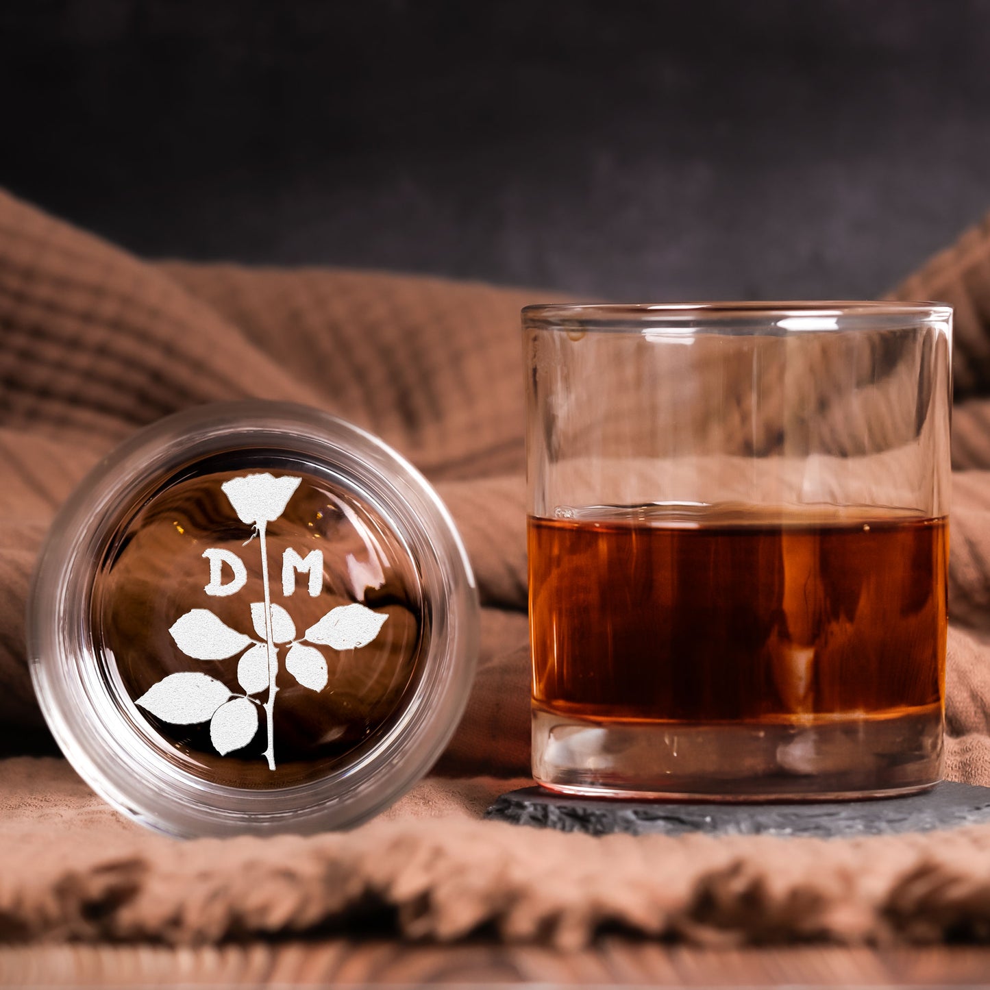 Depeche Mode Violator Album Rose Symbol Engraved Whiskey Glass - Multiple Designs Available (With Gift Box)