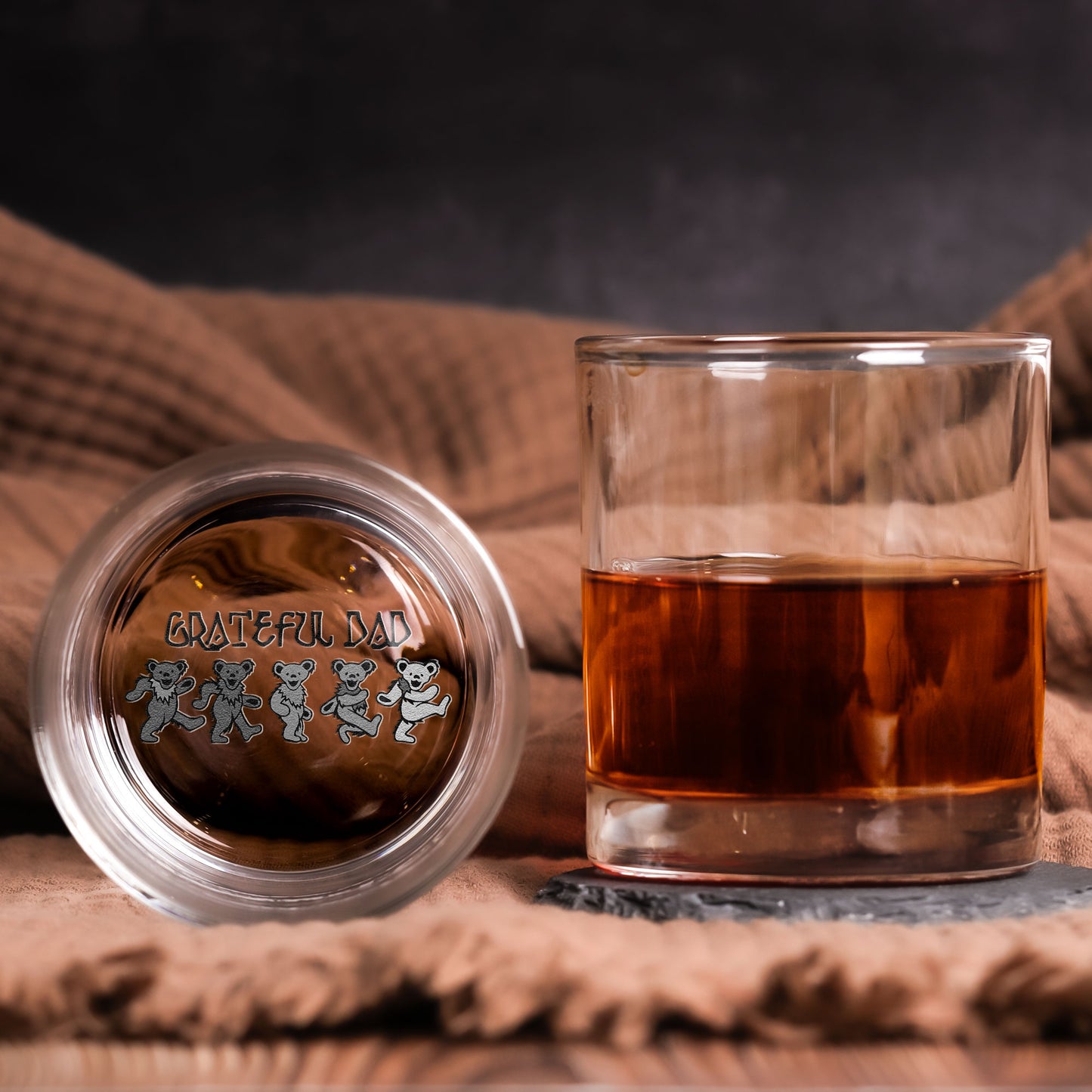 Grateful Dad Dancing Bears Engraved Whiskey Glass - Multiple Designs Available Father's Day Gift (With Gift Box)
