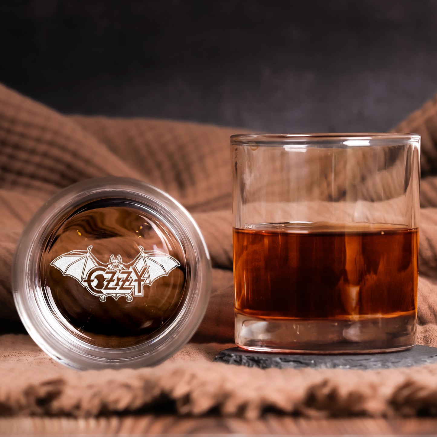 Ozzy Osbourne Bat Logo Engraved Whiskey Glass - Multiple Designs Available (With Gift Box)