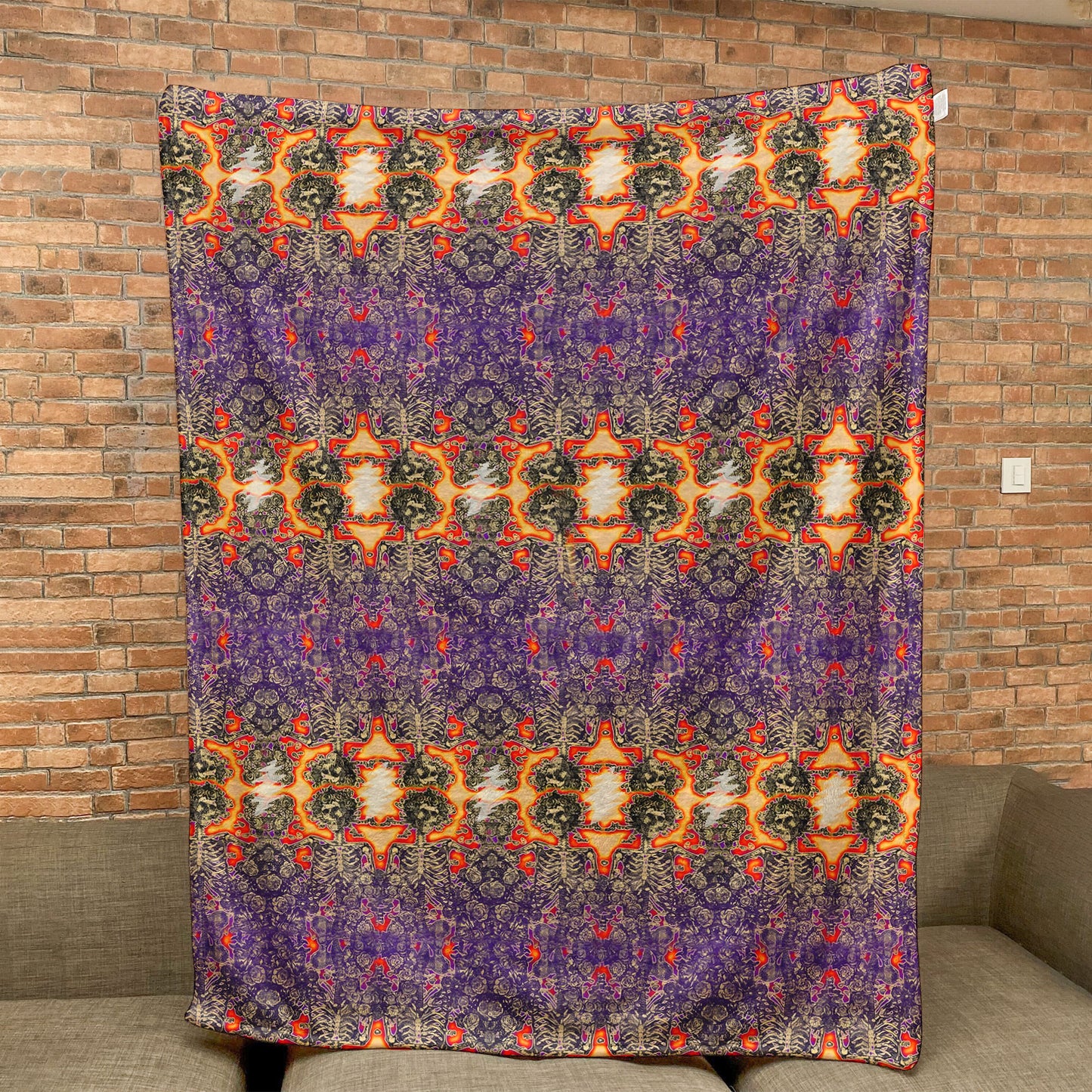 Grateful Dead Sherpa Blanket – Skull and Rose Psychedelic Collage Rock Icon Throw Blanket