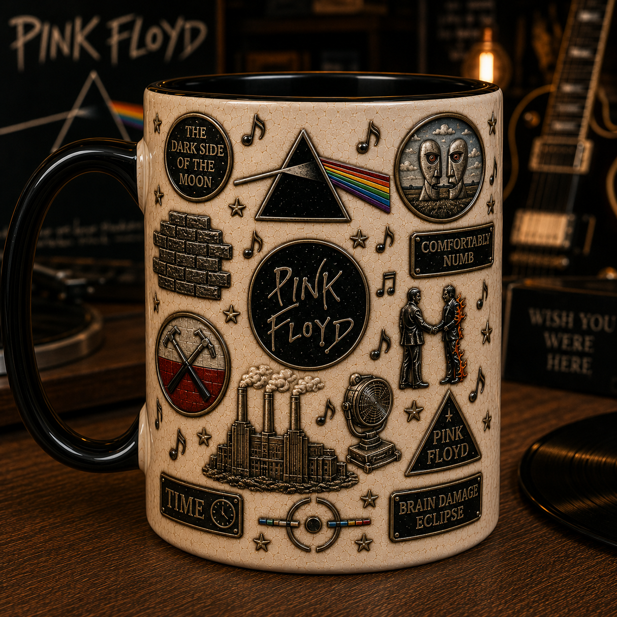 Pink Floyd Mug – Dark Side of the Moon Coffee Cup, Comfortably Numb Classic Rock Gift for Fans