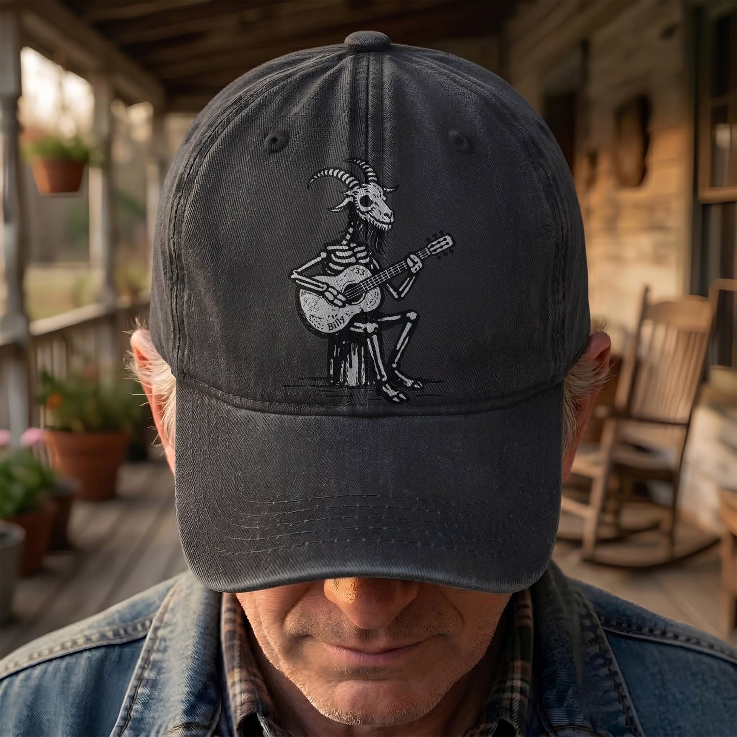 Billy Strings GoatSkeleton Guitarist Graphic Music Merch Denim Cap – Retro Vintage Dad Cap Gift For Dad (With Box)