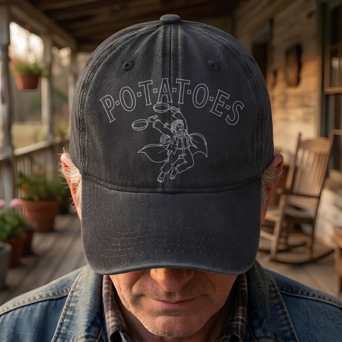 Swan Fall Potatoes Samwise Gamgee Denim Cap – Led Zeppelin Inspired Retro Vintage Dad Cap Gift (With Box)