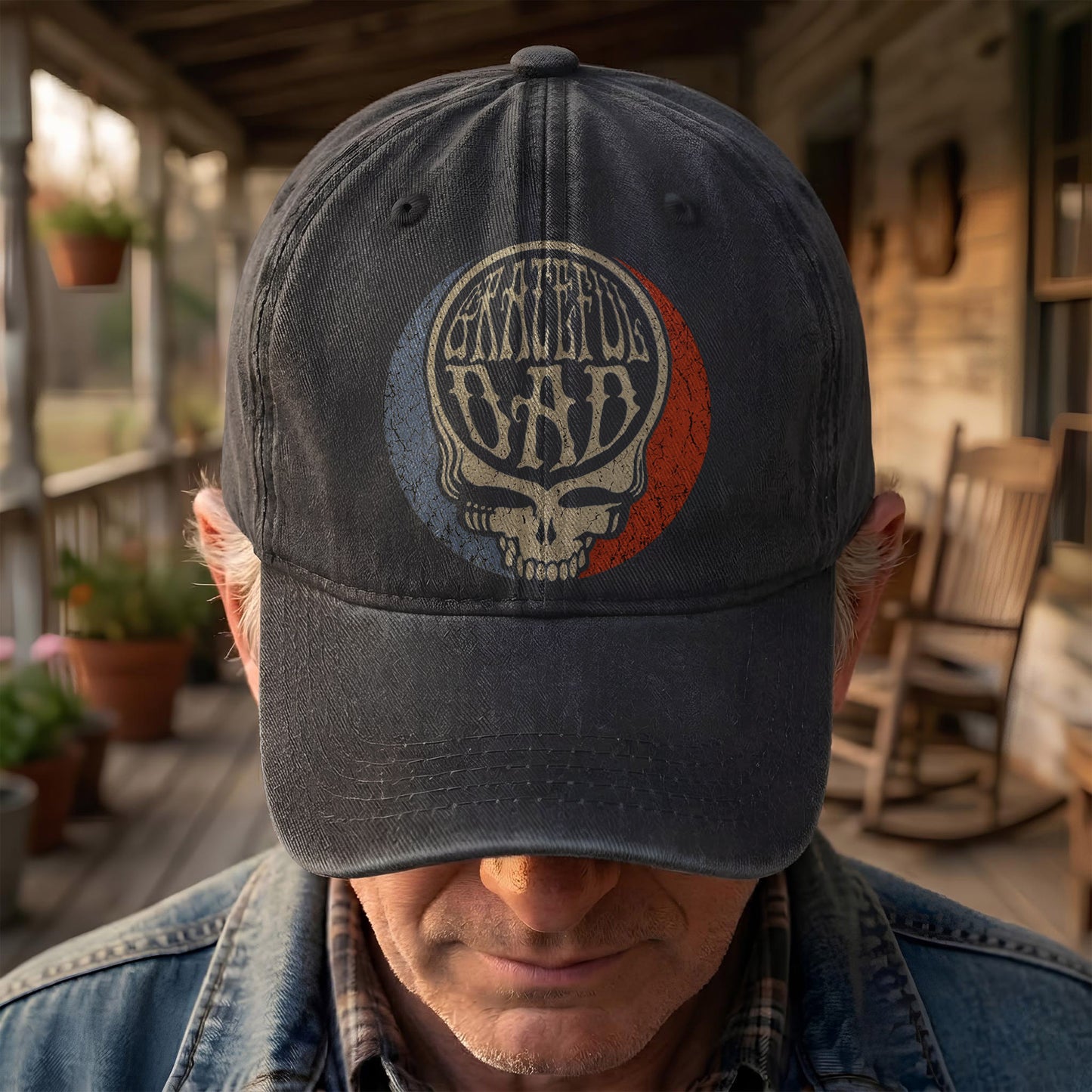 Grateful Dead Hat Steal Your Face Skull Denim Cap – Retro Vintage Dad Cap Gift For Dad (With Box)