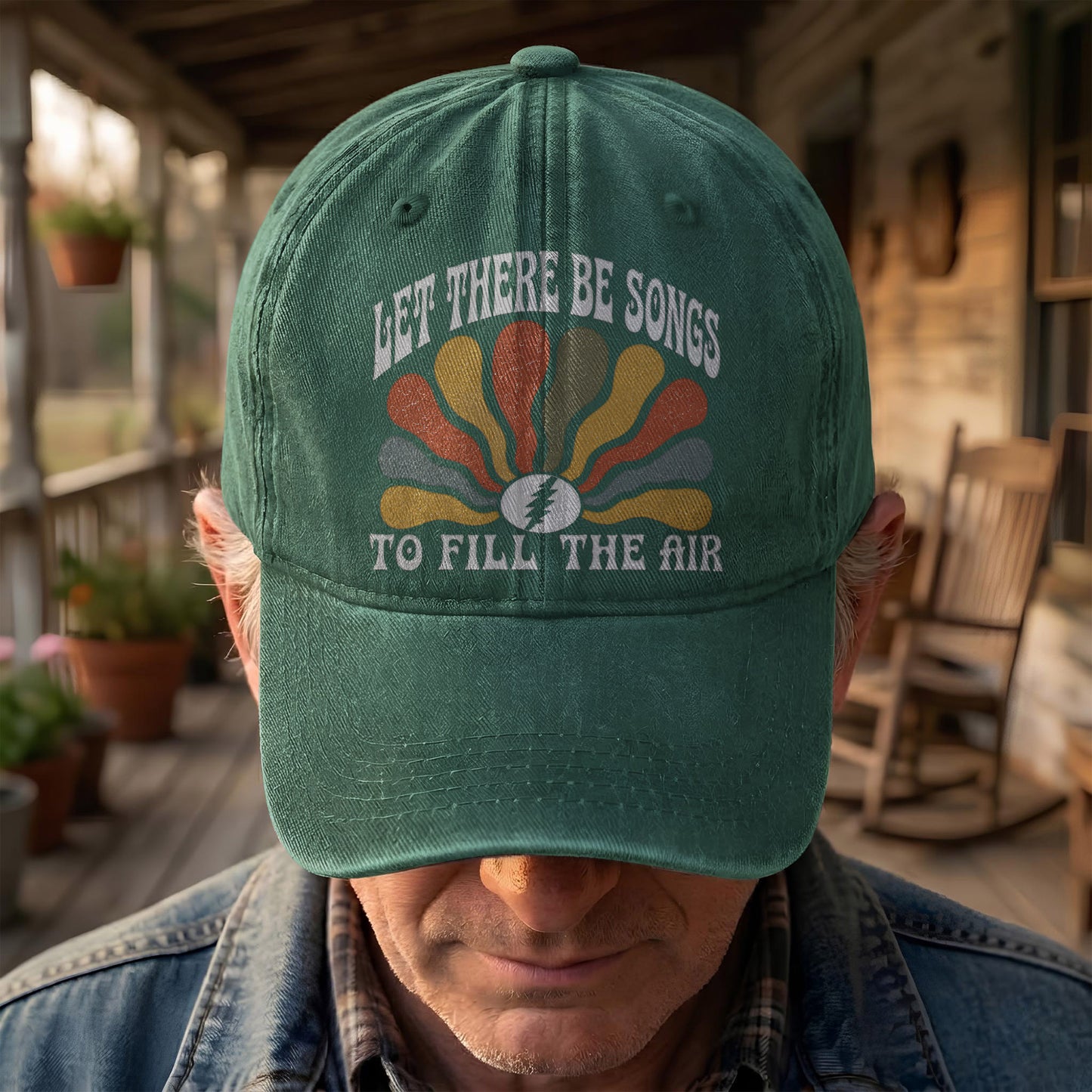 Grateful Dead Let There Be Songs To Fill The Air Denim Cap – Retro Vintage Dad Cap Gift For Dad (With Box)