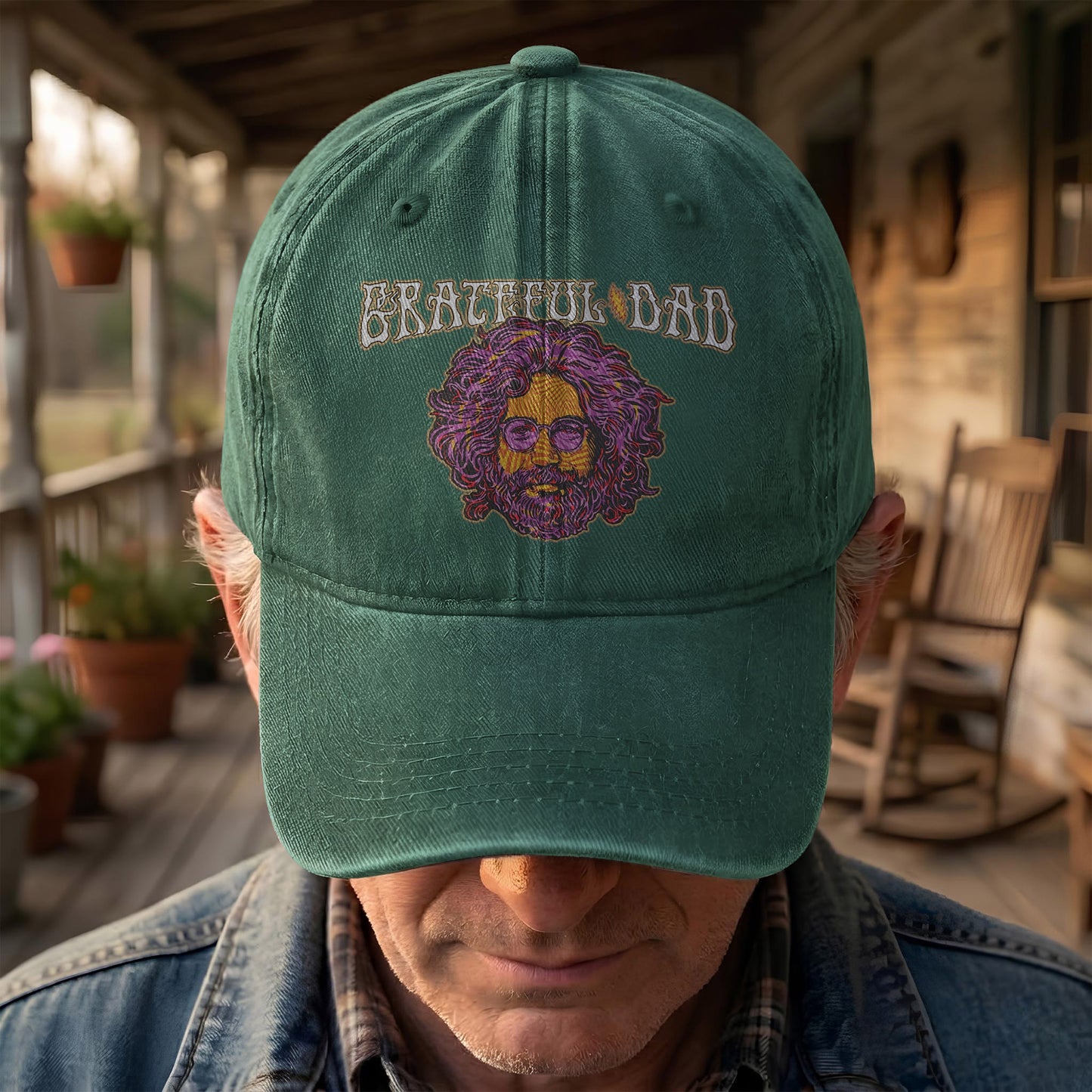 Grateful Dead Jerry Garcia Illustration Denim Cap – Retro Vintage Dad Cap Gift For Dad Father's Day Gift (With Box)