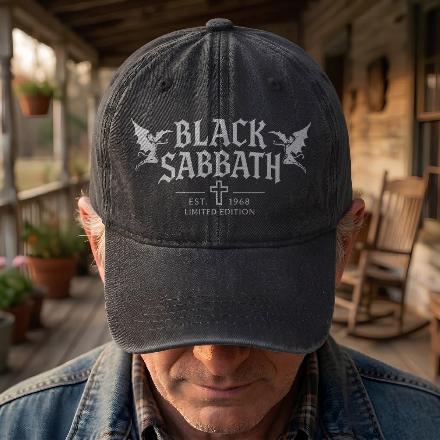 Black Sabbath Band Logo Est 1968 Denim Cap – Retro Vintage Dad Cap Gift For Dad (With Box)