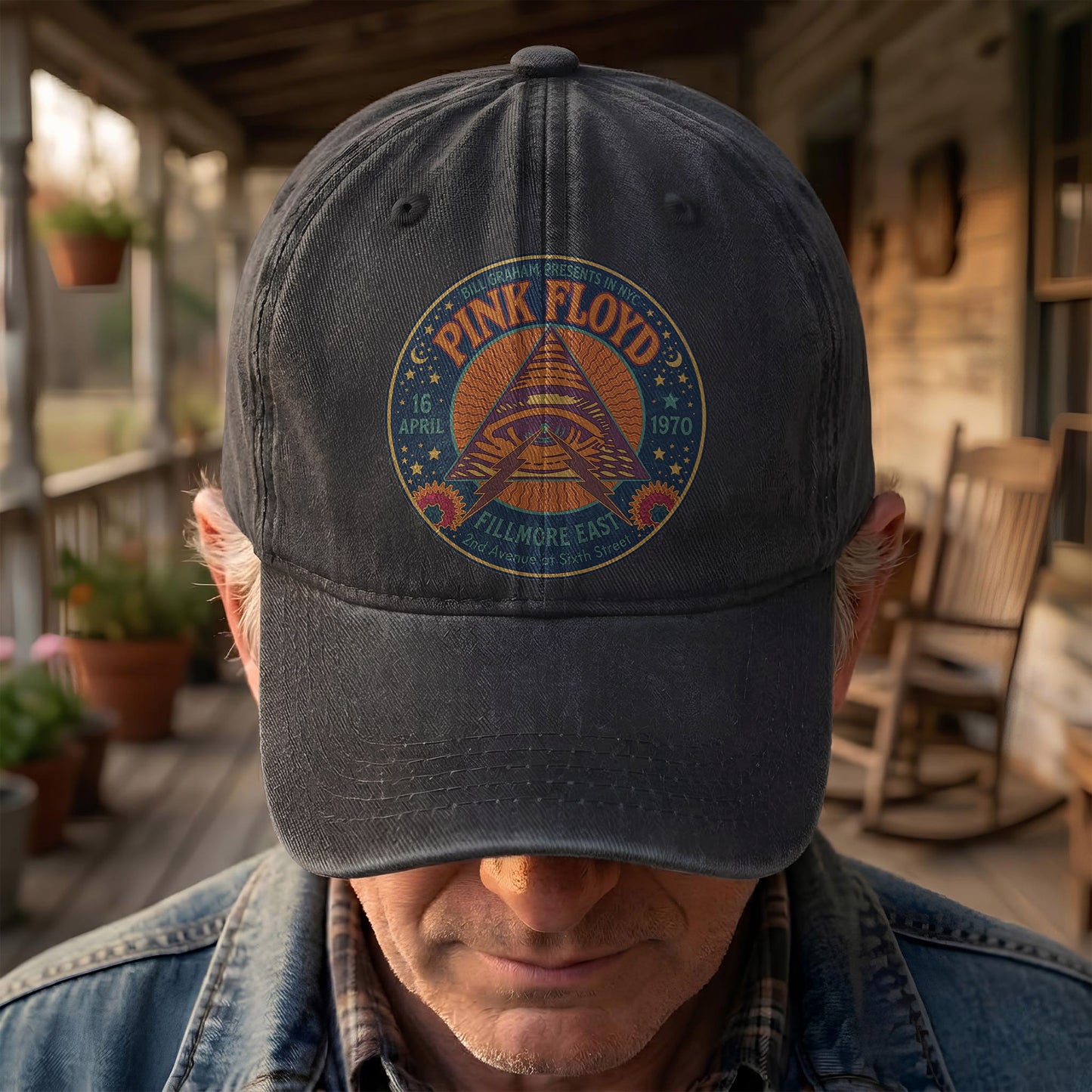 Pink Floyd 1979 Fillmore Poster Graphic Vintage Denim Cap – Retro Dad Cap (With Box)
