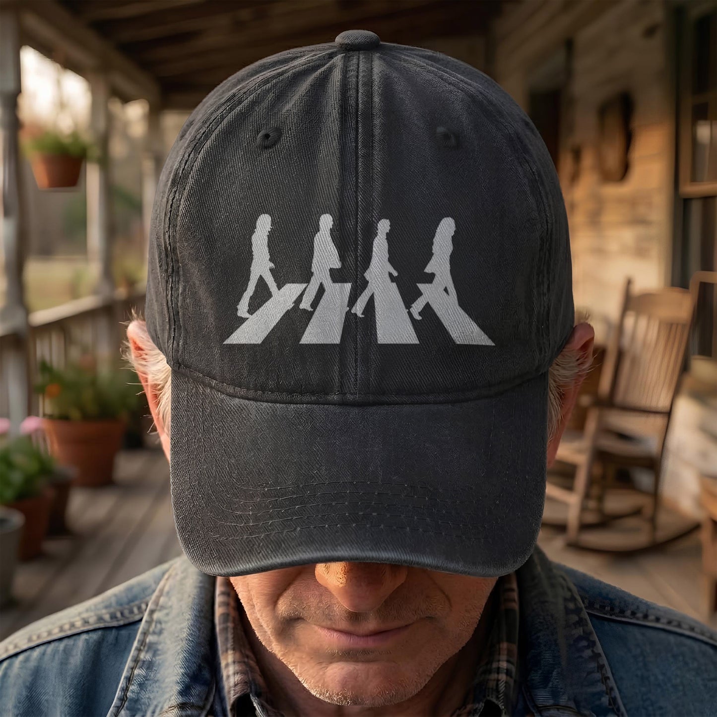 Retro The Beatles Abbey Road Denim Cap – Retro Rock Music Fan Cap (With Box)
