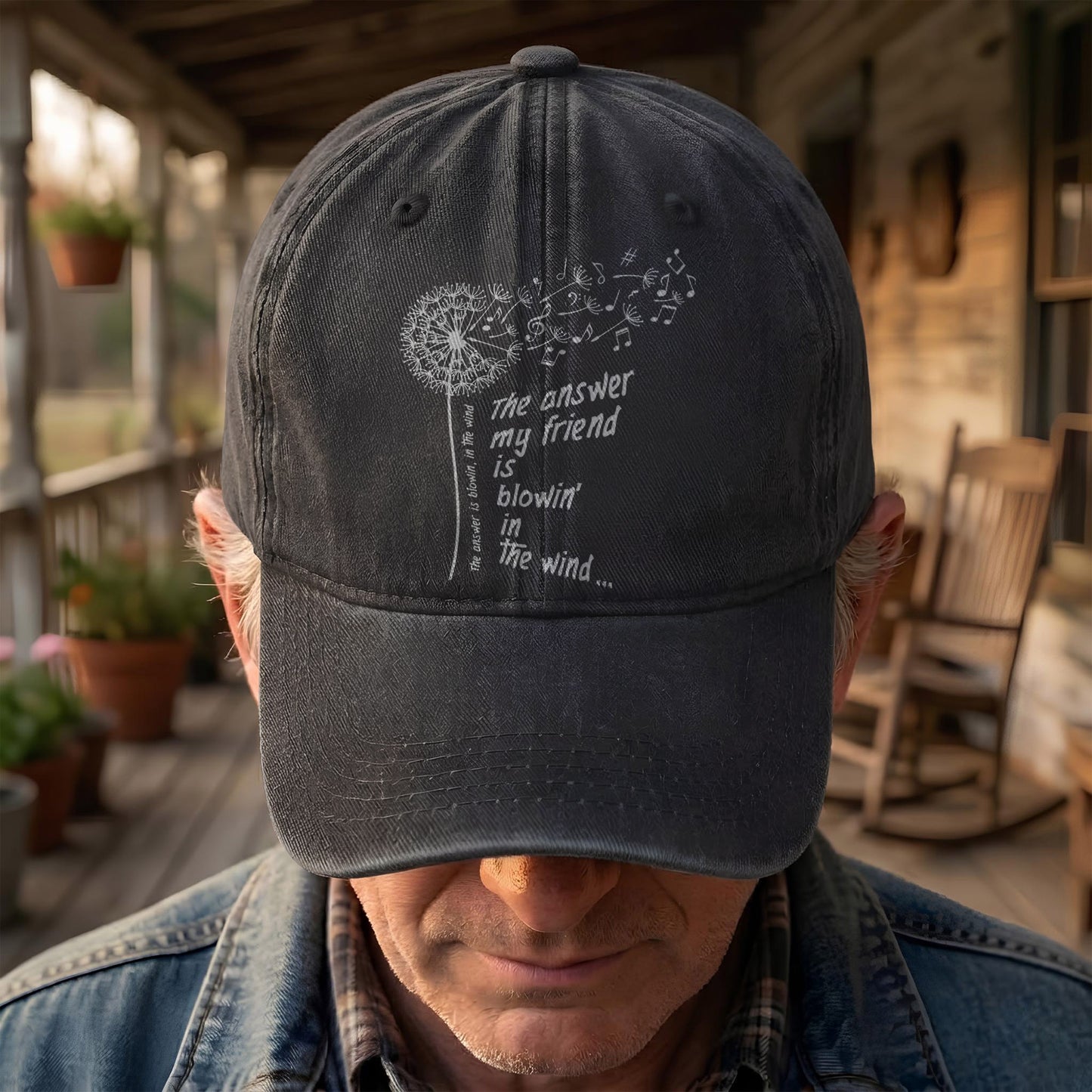 Bob Dylan Blowin In The Wind Dandelion Lyrics Folk Music Merch Denim Cap – Retro Vintage Dad Cap Gift For Dad (With Box)