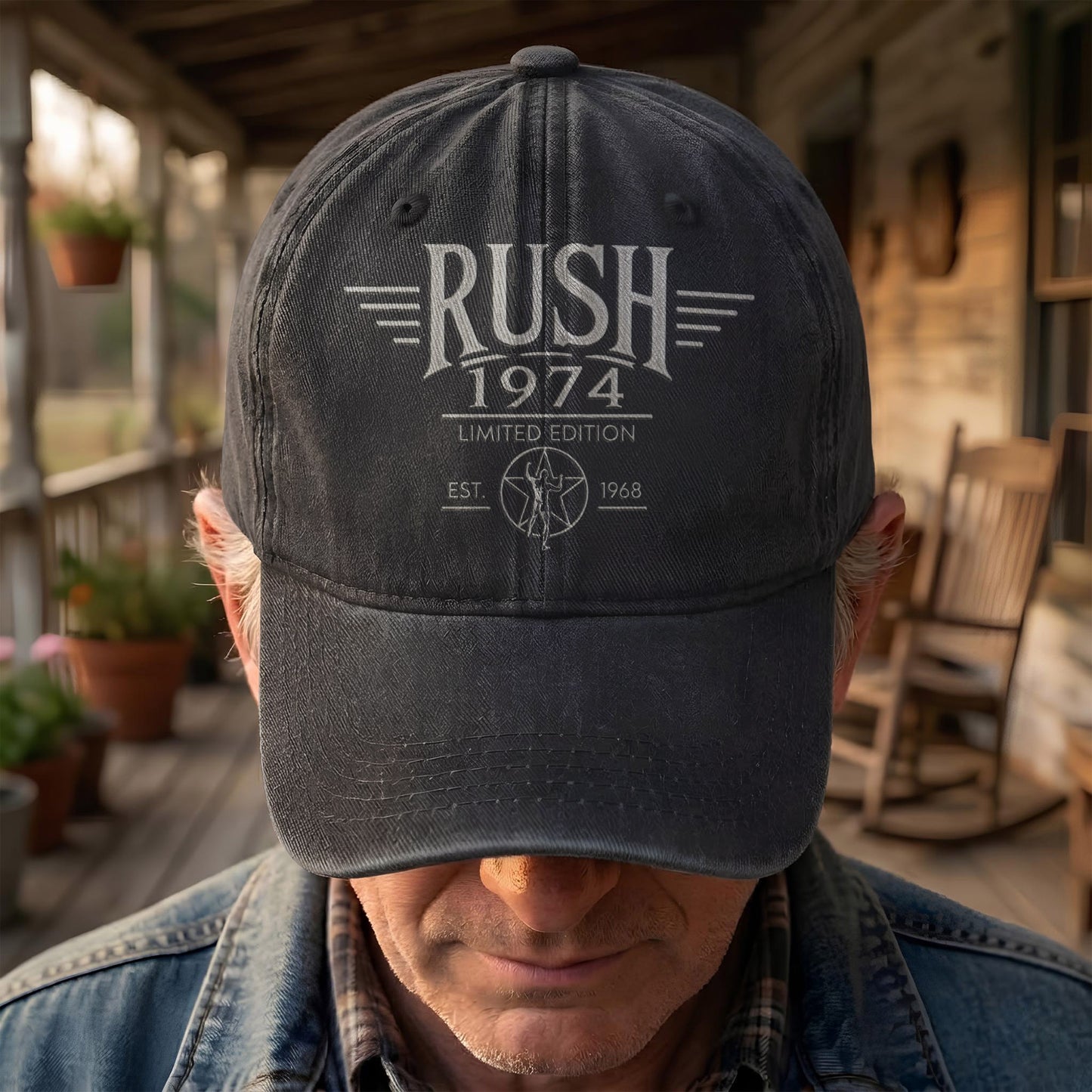 Rush 1974 Starman Logo Denim Cap – Vintage Dad Cap Gift For Dad (With Box)
