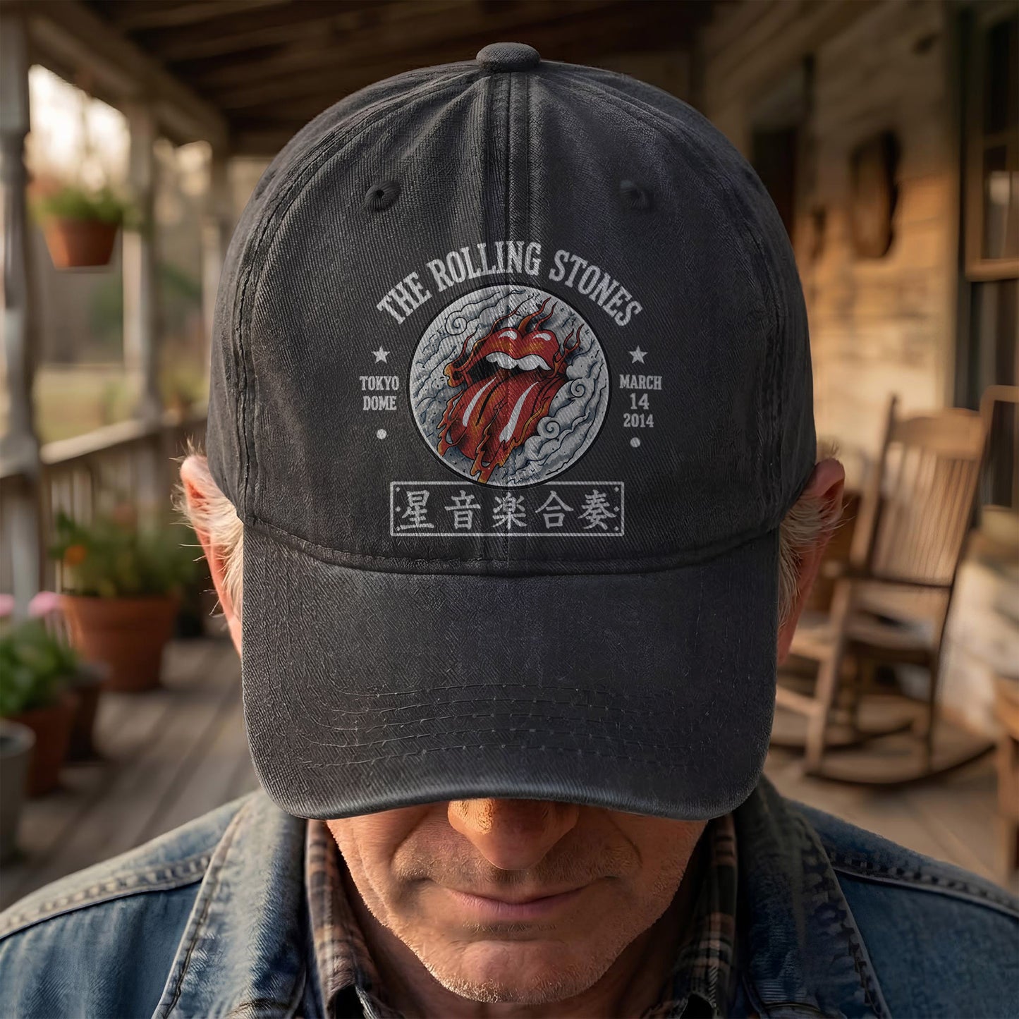 The Rolling Stones 2014 Tokyo Dome Concert Vintage Denim Cap – Retro Dad Cap (With Box)