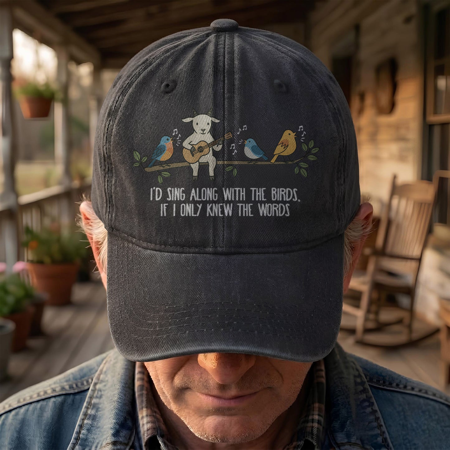 Billy Strings Gild the Lily Lyrics Goat Acoustic Guitar Cosmic Bluegrass Vintage Denim Cap – Retro Vintage Dad Cap Gift For Dad (With Box)