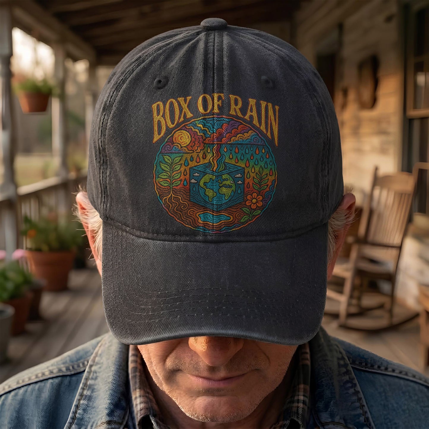 Grateful Dead Box Of Rain Earth Graphic Music Merch Denim Cap – Retro Vintage Dad Cap Gift For Dad (With Box)