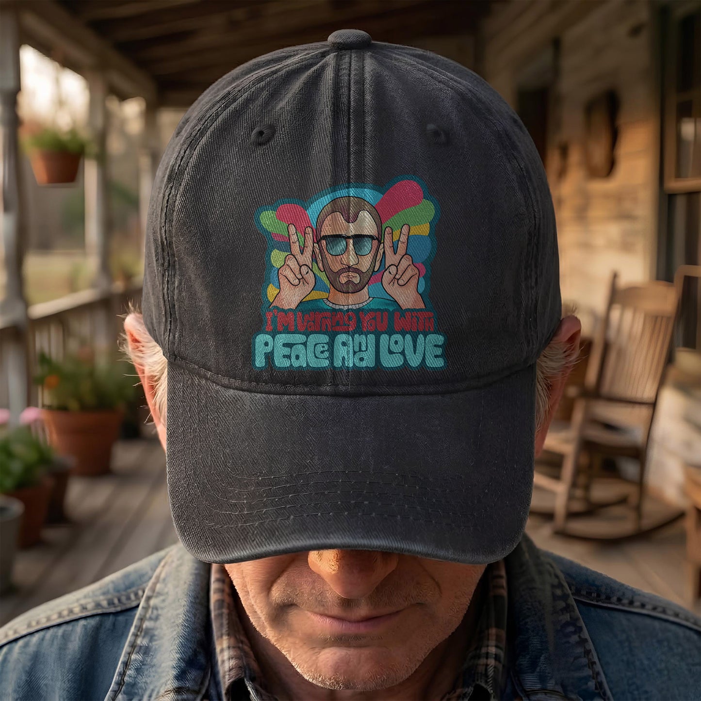 Beatles Ringo Starr Warning You With Peace and Love Denim Cap – Retro Rock Music Fan Cap (With Box)