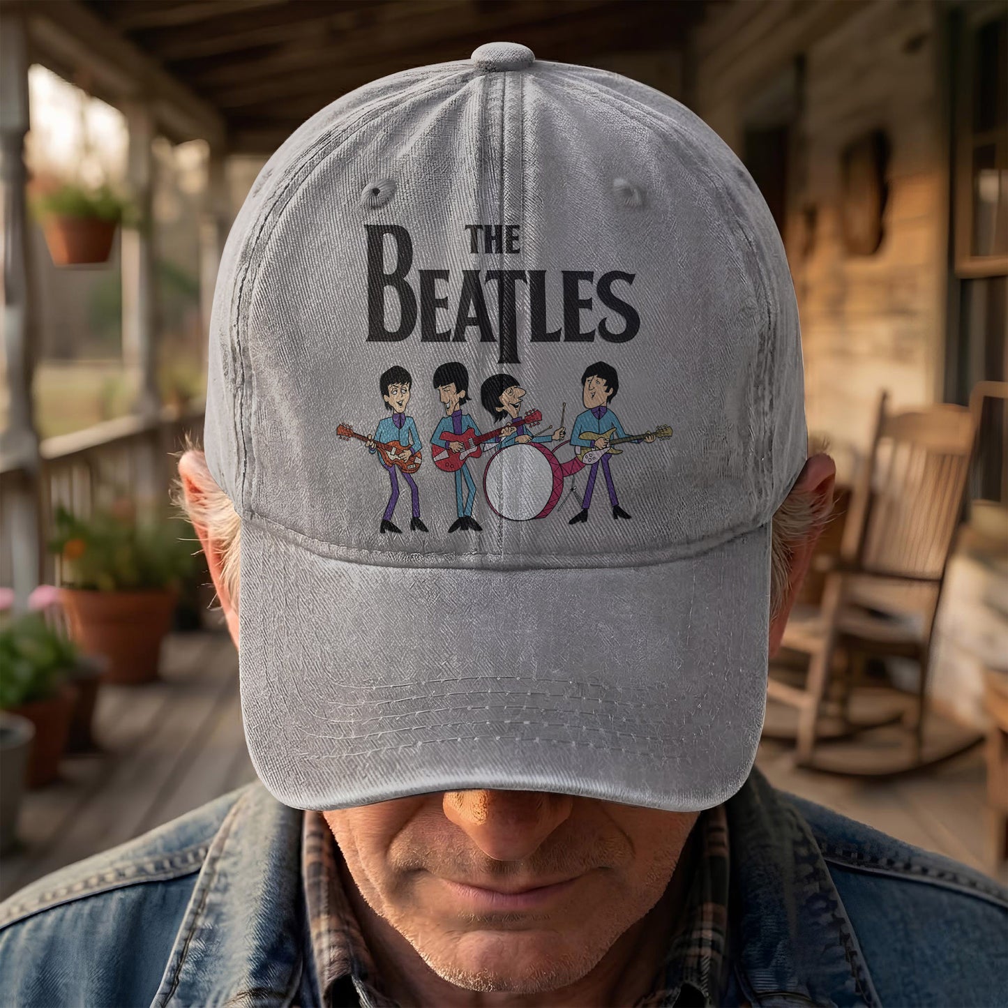 The Beatles Fab Four Cartoon Denim Cap – Retro Vintage Dad Cap Gift For Dad (With Box)