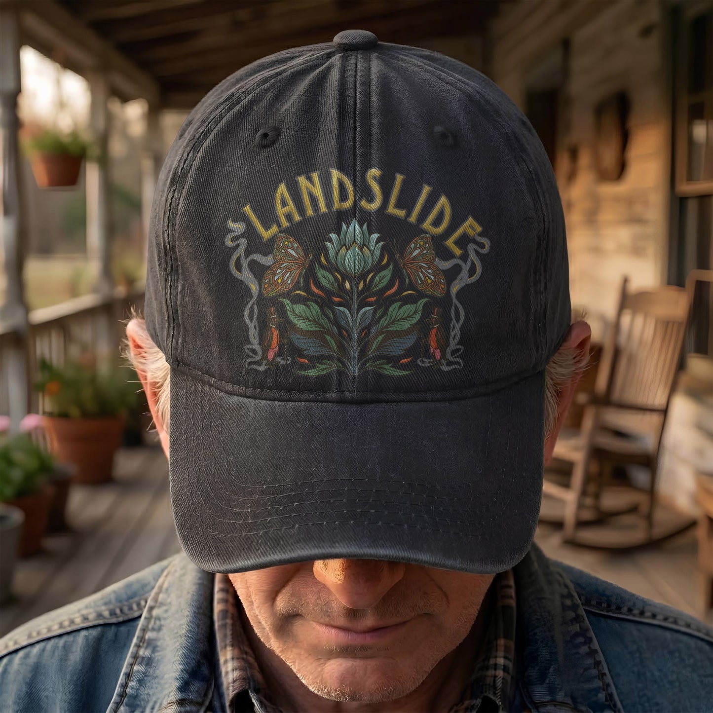 Fleetwood Mac Landslide Stevie Nicks Butterfly Floral Lyrics Music Merch Denim Cap – Retro Vintage Dad Cap Gift For Dad (With Box)
