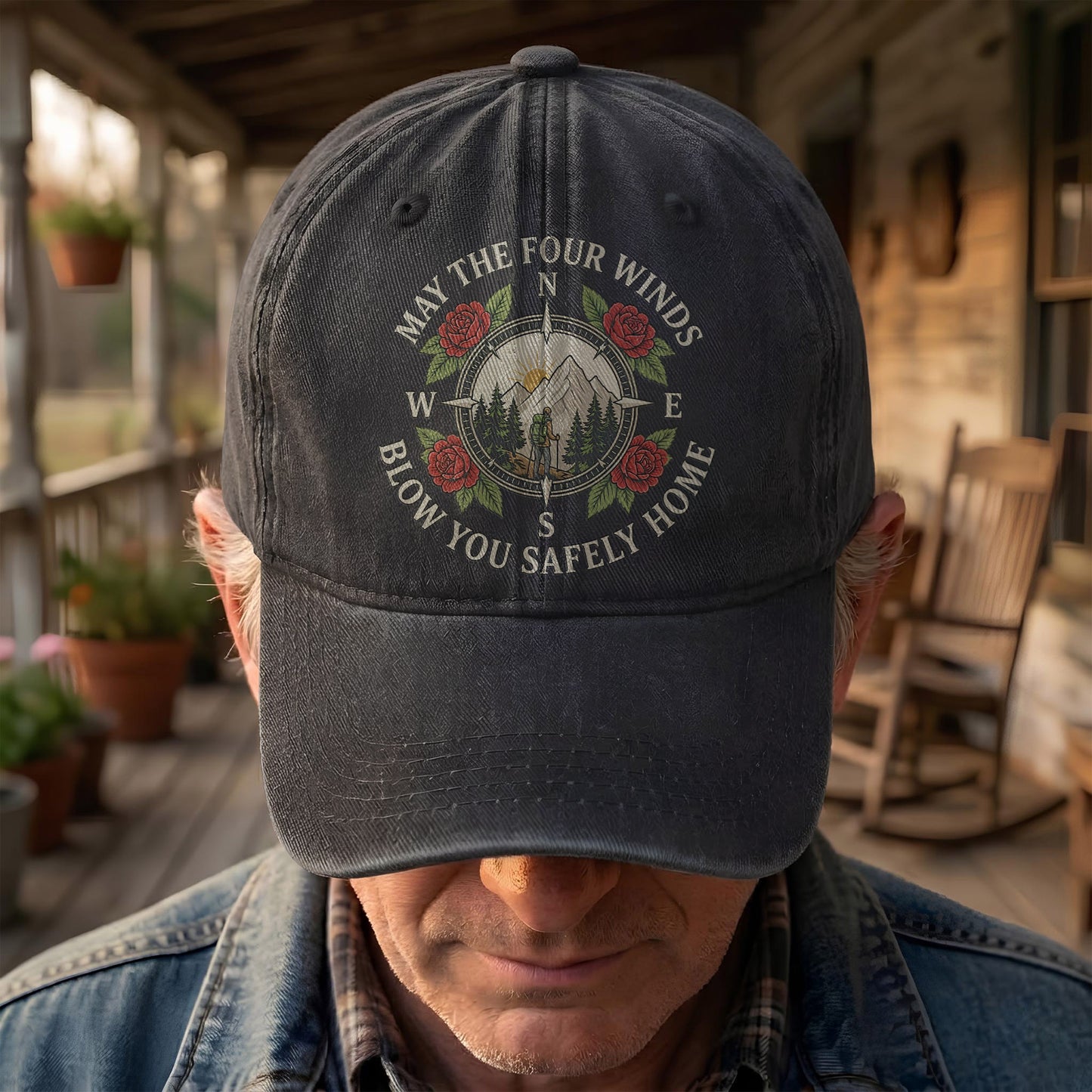 Grateful Dead Franklin's Tower May The Four Winds Blow You Safely Home Hiking Lyrics Denim Cap – Retro Vintage Dad Cap Gift For Dad (With Box)