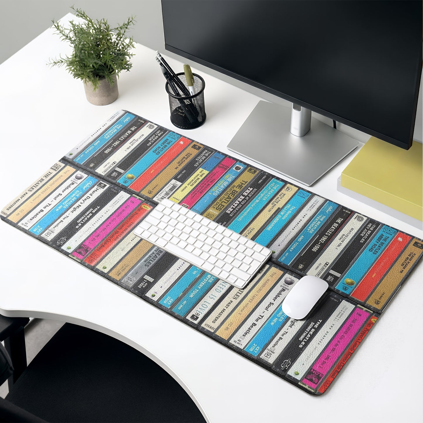 The Beatles Band Vintage Cassette Desk Mat – Non-slip Home Office Gift Keyboard Pad for Rock Music Lovers