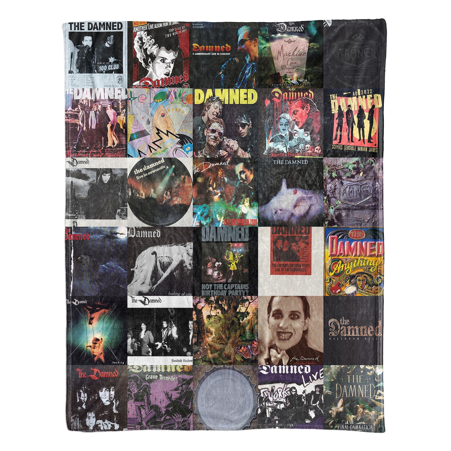 The Damned Sherpa Blanket – Iconic Album Cover Collage Cozy Throw for Punk & Goth Rock Fans