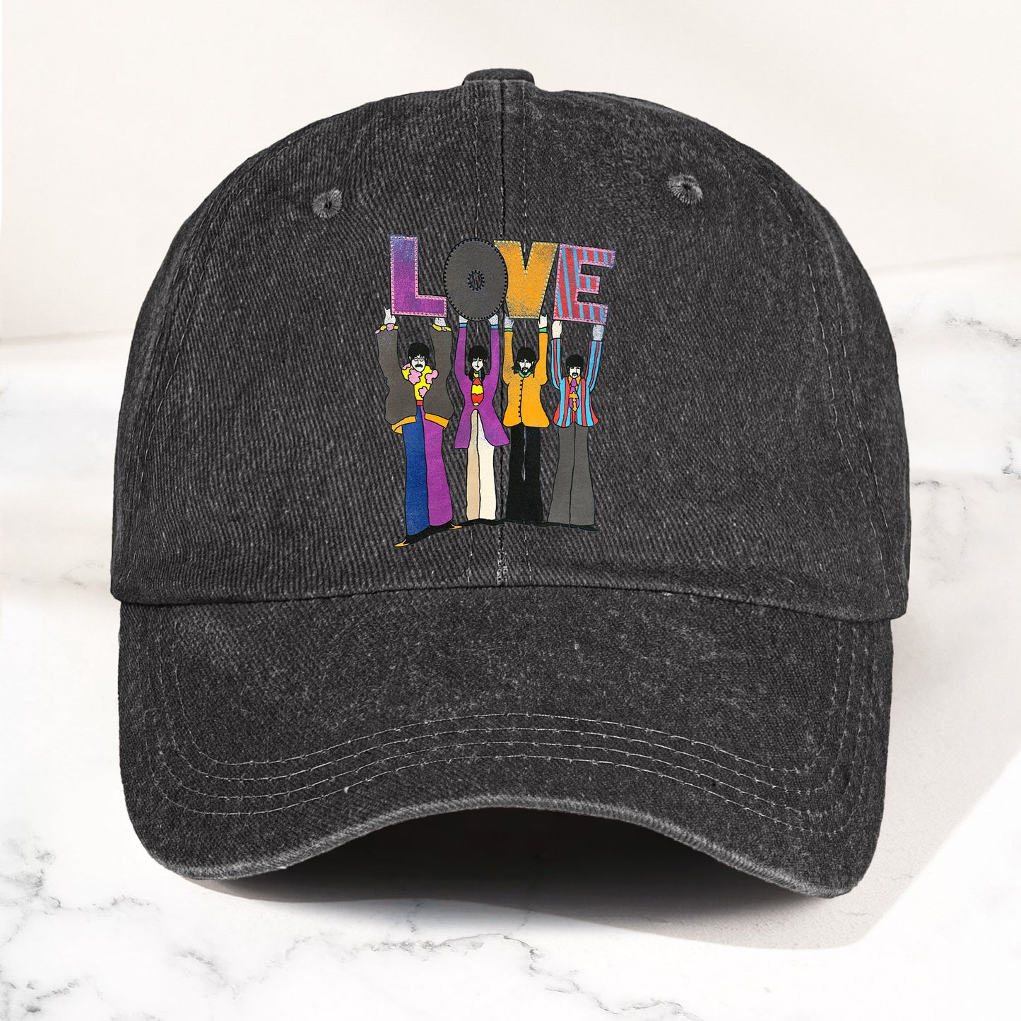 The Beatles Denim Dad Cap – LOVE Album Inspired Design (With BOX)