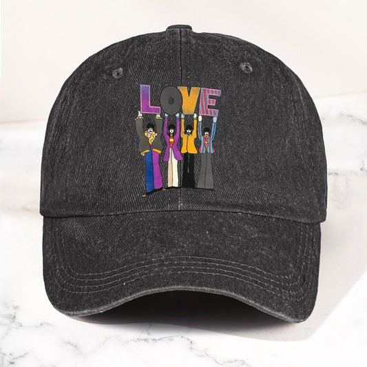The Beatles Denim Dad Cap – LOVE Album Inspired Design (With BOX)