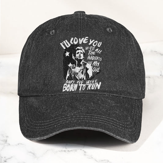 Bruce Springsteen Born to Run Lyrics Denim Cap – Retro Rock Music Fan Cap (With Box)