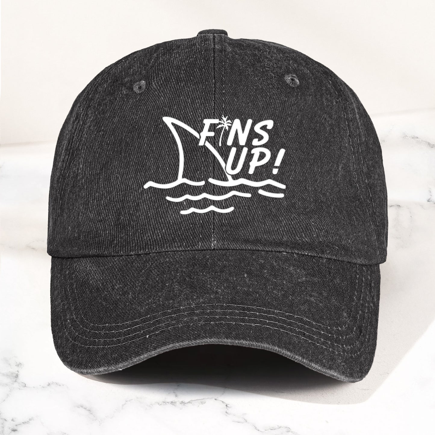 Jimmy Buffett Denim Dad Cap – Fins Up Margaritaville Beach Vibes Hat (With BOX)