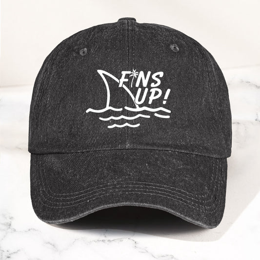 Jimmy Buffett Denim Dad Cap – Fins Up Margaritaville Beach Vibes Hat (With BOX)