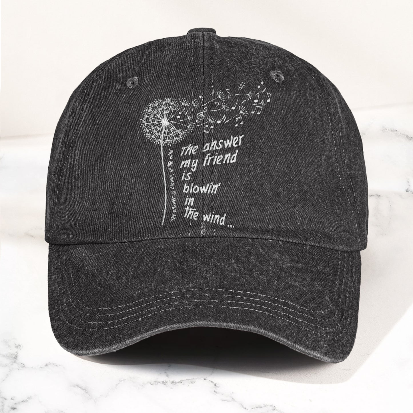 Bob Dylan Blowin In The Wind Dandelion Lyrics Folk Music Merch Denim Cap – Retro Vintage Dad Cap Gift For Dad (With Box)