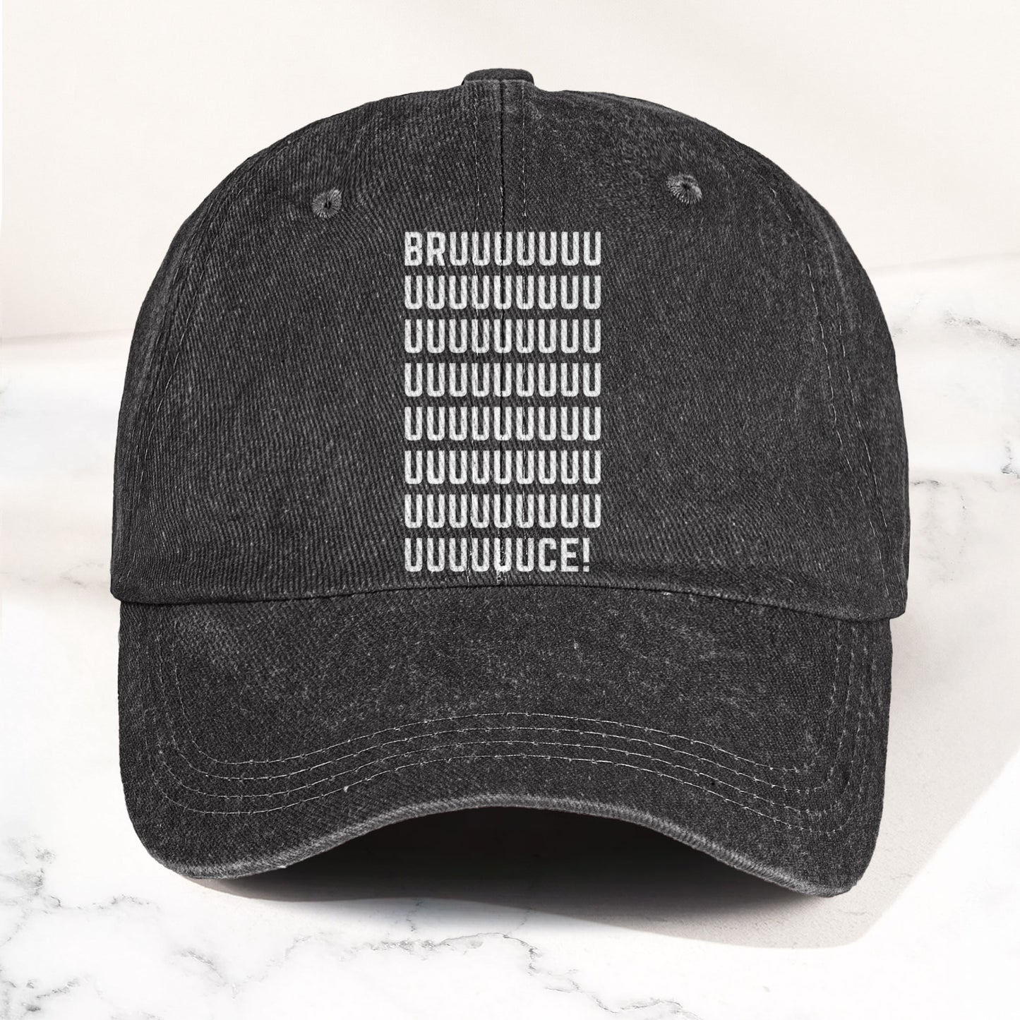 Bruce Springsteen BRUUUUCE! Text Denim Cap – Retro Rock Music Fan Cap (With Box)