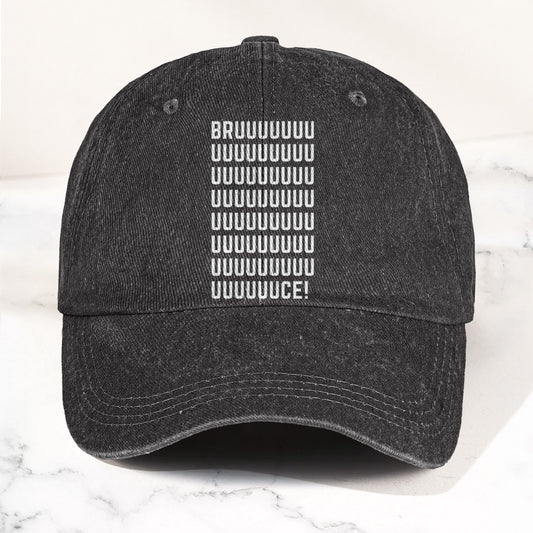 Bruce Springsteen BRUUUUCE! Text Denim Cap – Retro Rock Music Fan Cap (With Box)