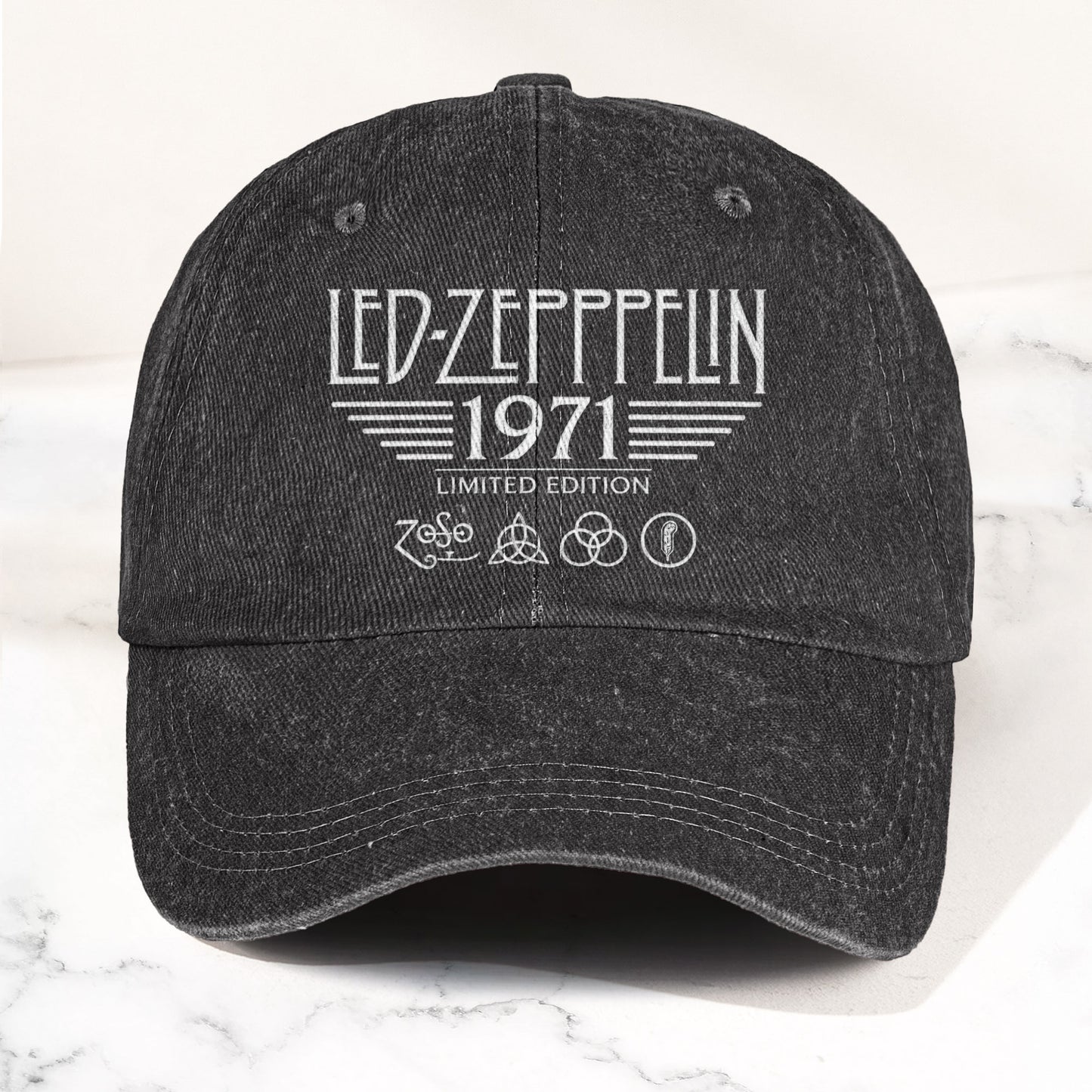 Led Zeppelin 1971 Four Symbols Denim Cap – Vintage Dad Cap Gift For Dad (With Box)