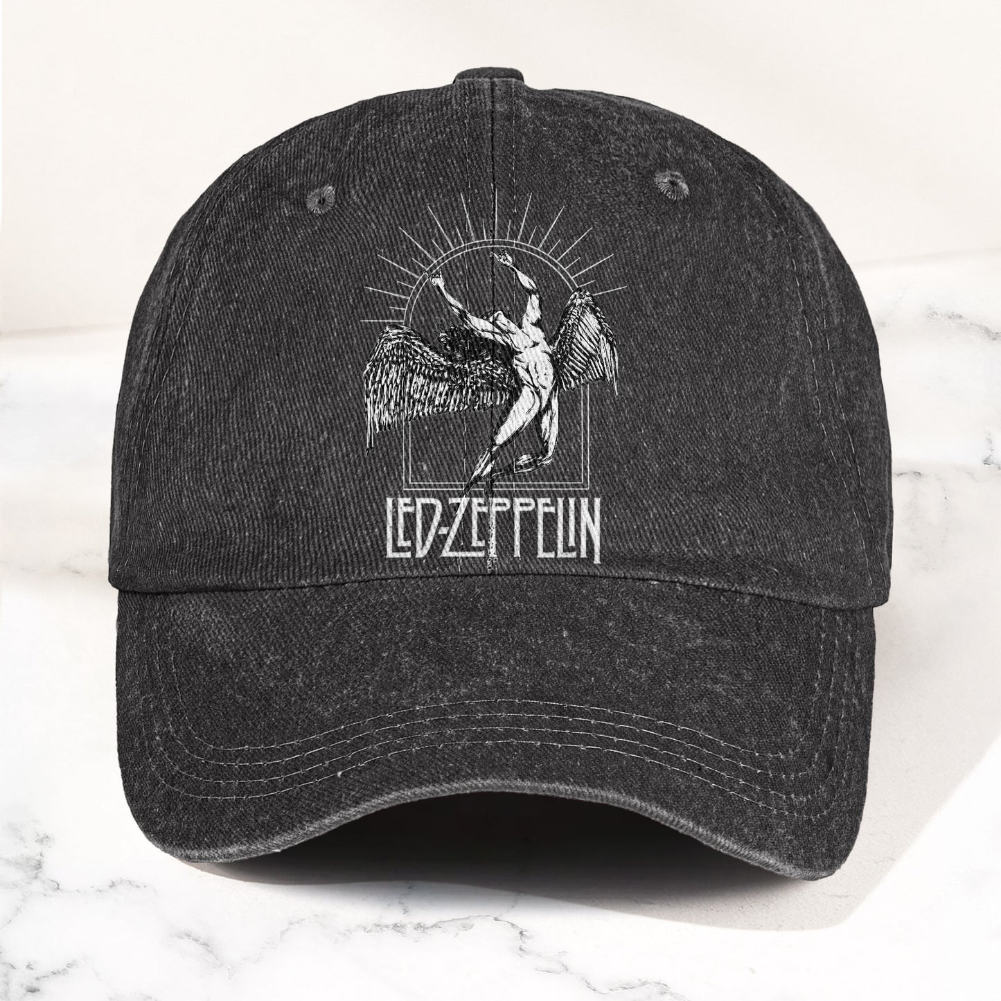 Led Zeppelin Falling Icarus Denim Cap – Retro Vintage Rock Band Dad Cap Gift For Dad (With Box)
