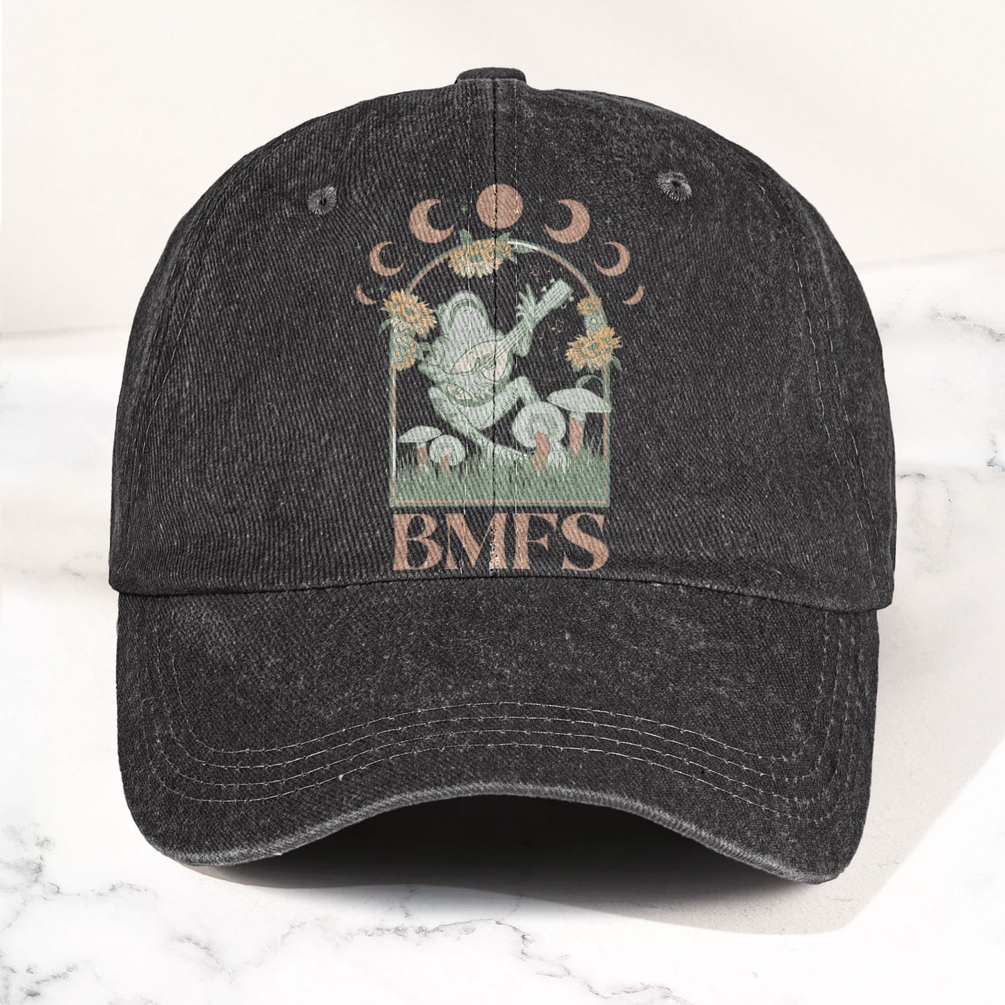 Billy Strings BMFS Frog Mandolin Sunflowers Moon Phase Vintage Graphic Denim Cap – Retro Vintage Dad Cap Gift For Dad (With Box)