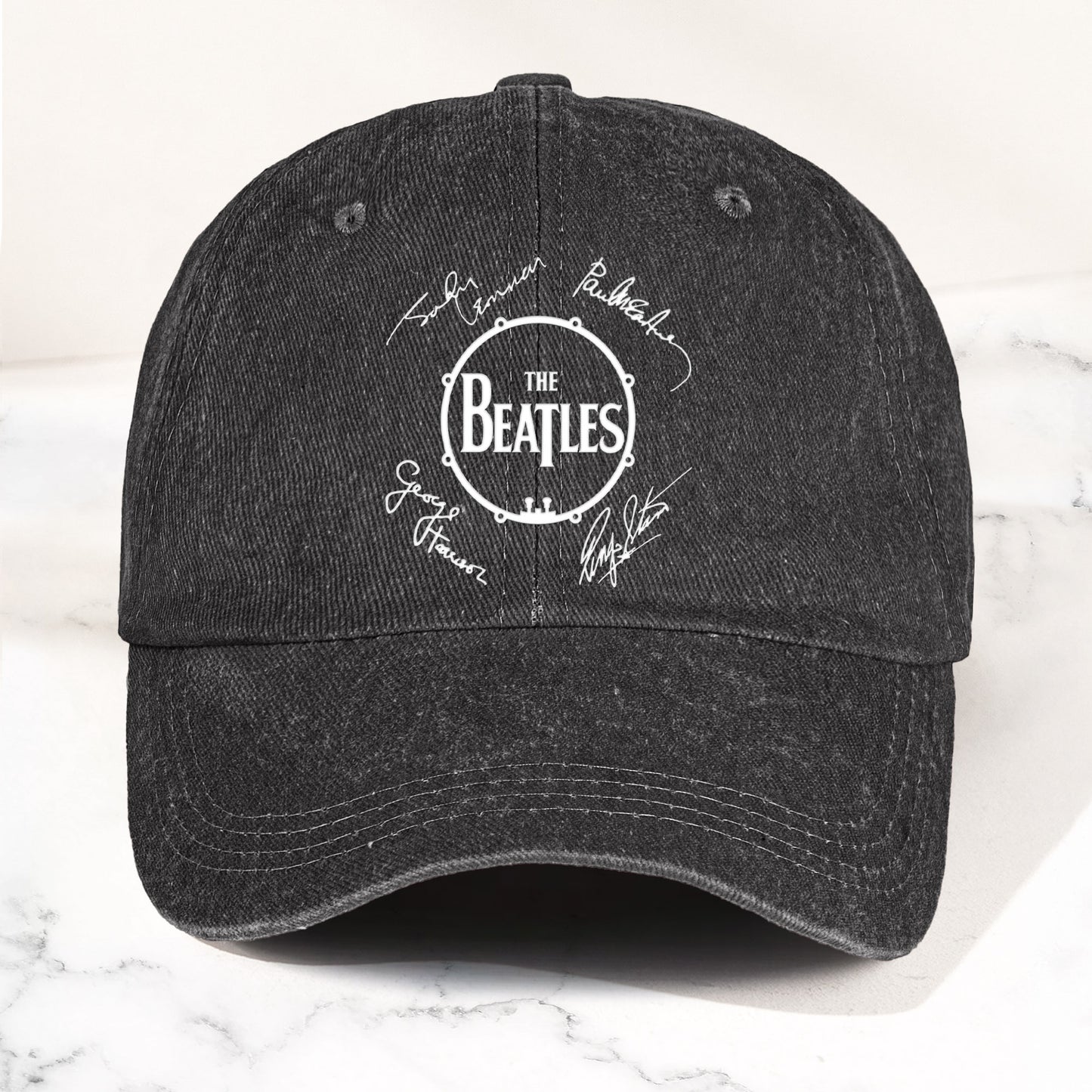 The Beatles Denim Dad Cap – Classic Drum Logo Signature Design ( With BOX)