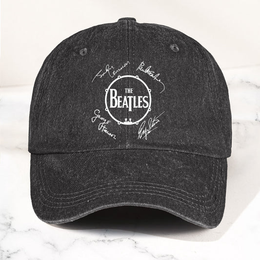The Beatles Denim Dad Cap – Classic Drum Logo Signature Design ( With BOX)