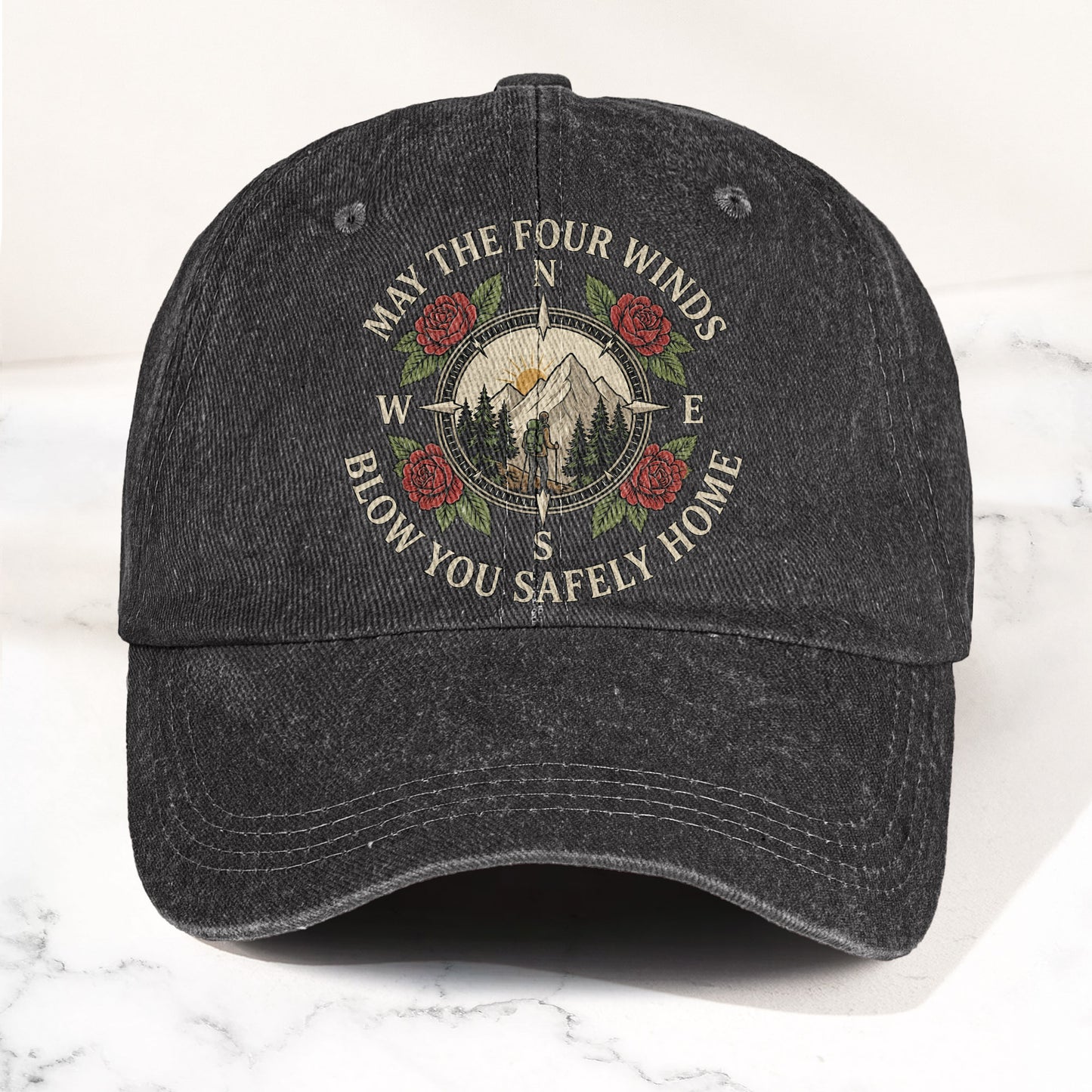 Grateful Dead Franklin's Tower May The Four Winds Blow You Safely Home Hiking Lyrics Denim Cap – Retro Vintage Dad Cap Gift For Dad (With Box)
