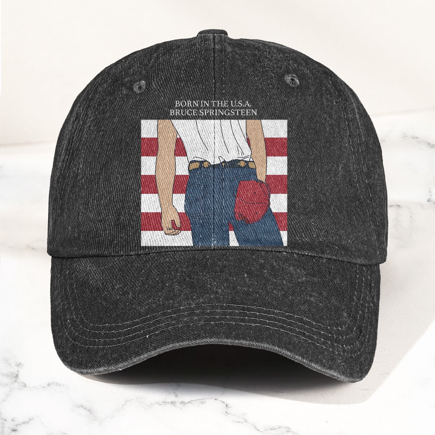 Born in the U.S.A  Bruce Springsteen Denim Cap – Retro Music Fan Merch Cap Gift For Dad (With Box)