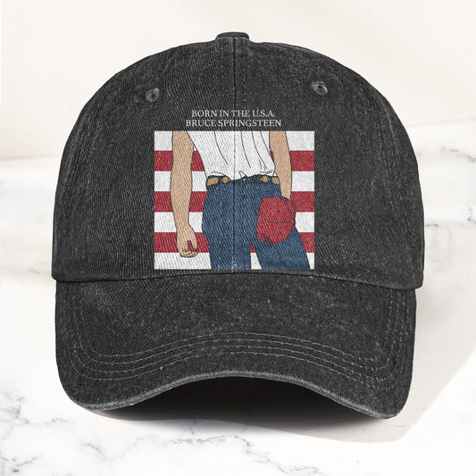 Born in the U.S.A  Bruce Springsteen Denim Cap – Retro Music Fan Merch Cap Gift For Dad (With Box)