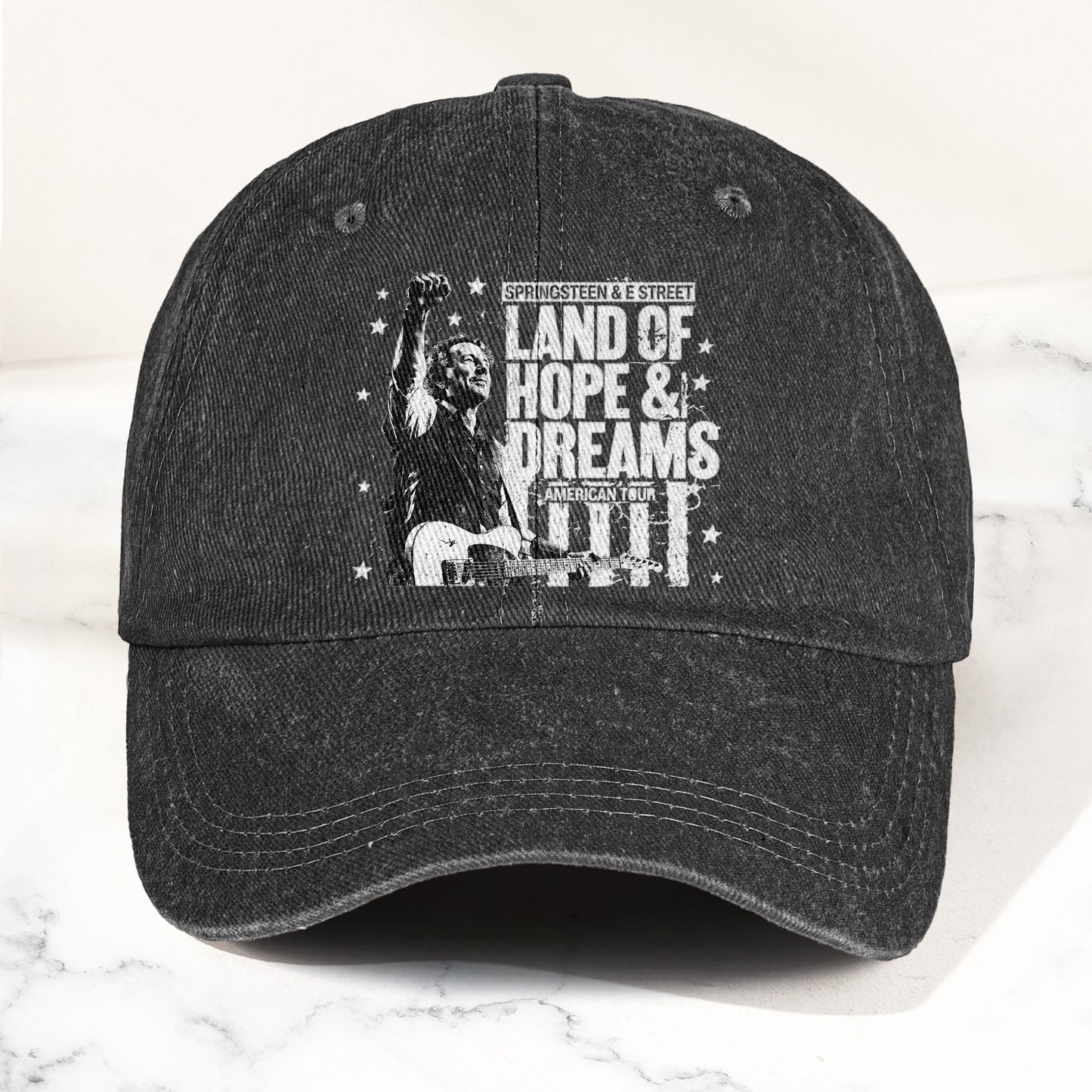 Bruce Springsteen Land of Hope & Dreams American Tour Denim Cap – Retro Rock Music Fan Cap (With Box)