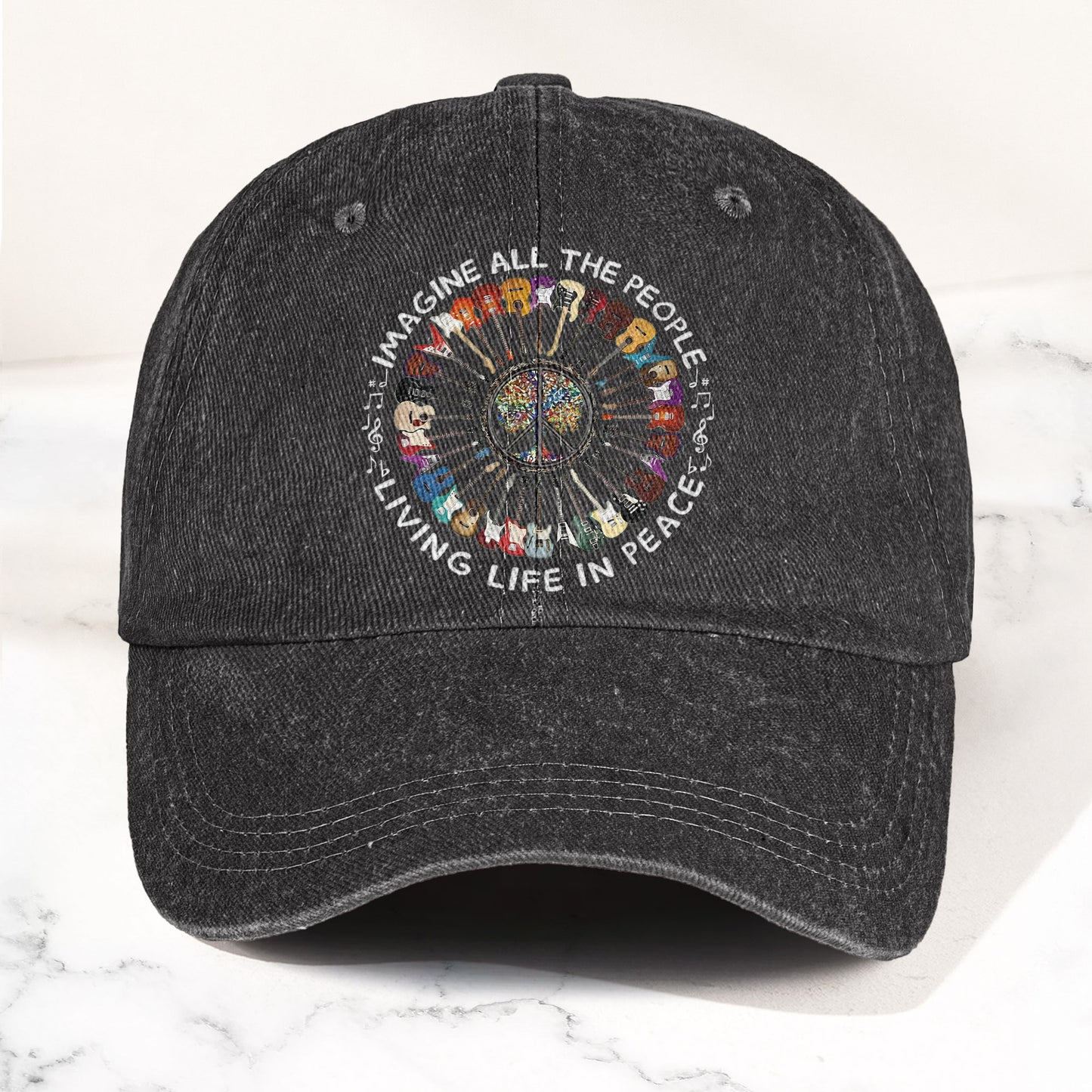 Imagine All The People Living Life In Peace Denim Cap – Retro Music John Lenon Cap Gift For Dad (With Box)