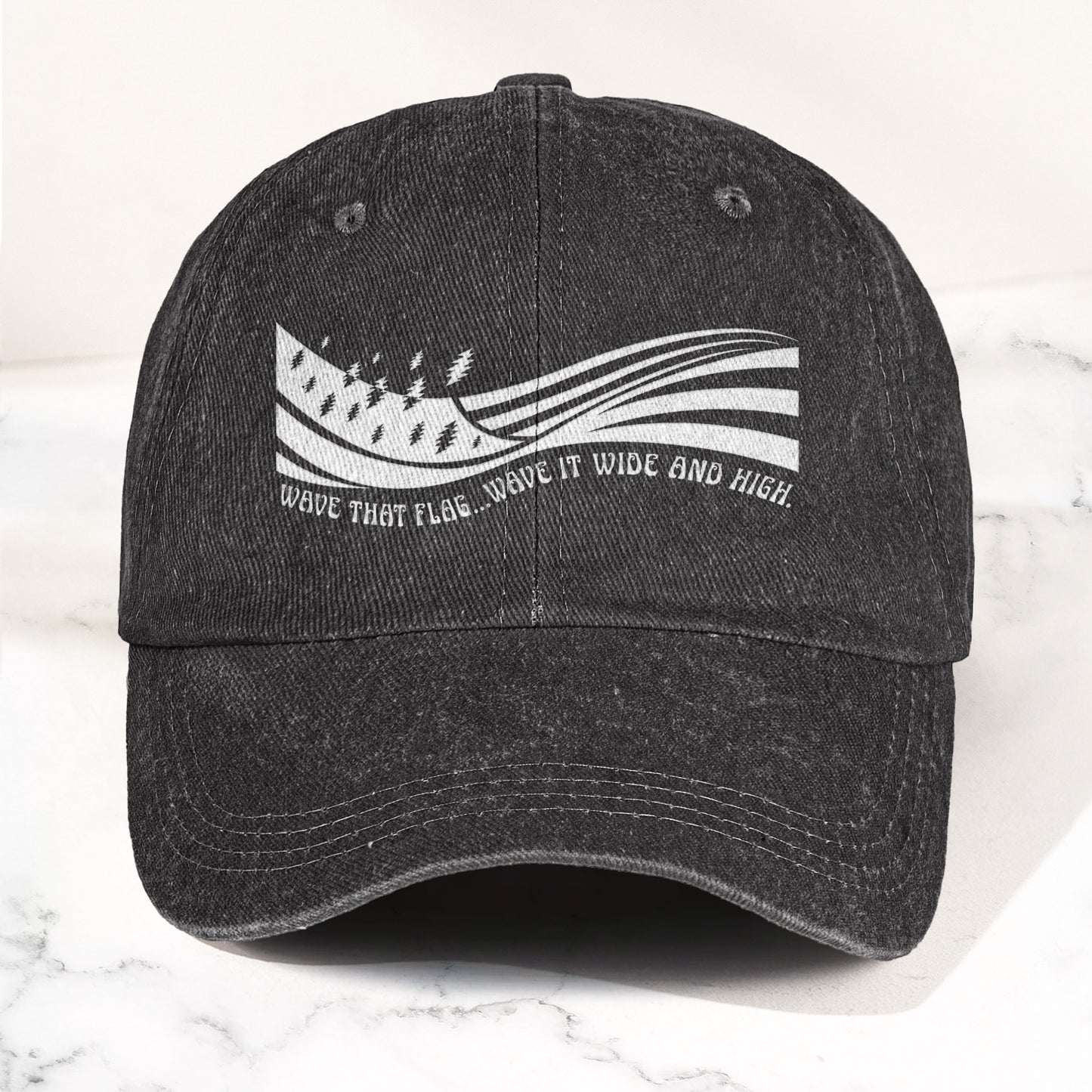 Grateful Dead Wave That Flag US Blues Denim Cap – Retro Vintage Dad Cap Gift For Dad (With Box)