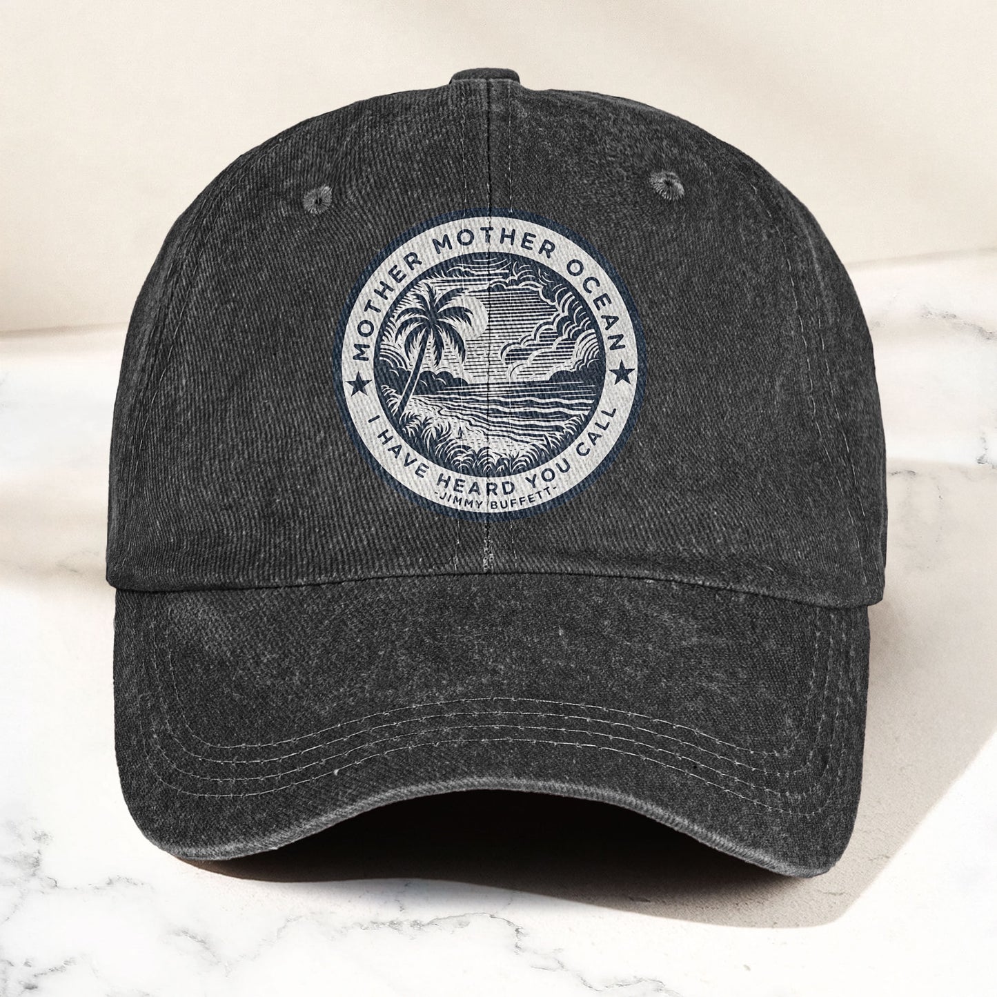 Mother Oceans Denim Cap – Retro Jimmy Buffett Inspired Dad Hat (With Box)